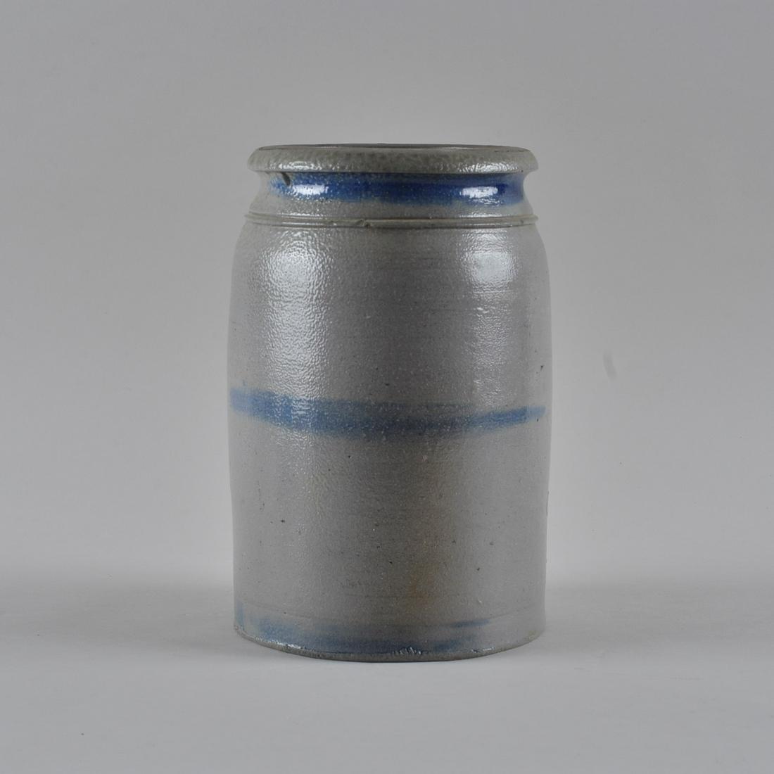 Blue Decorated Stoneware Crock (1 of 3)