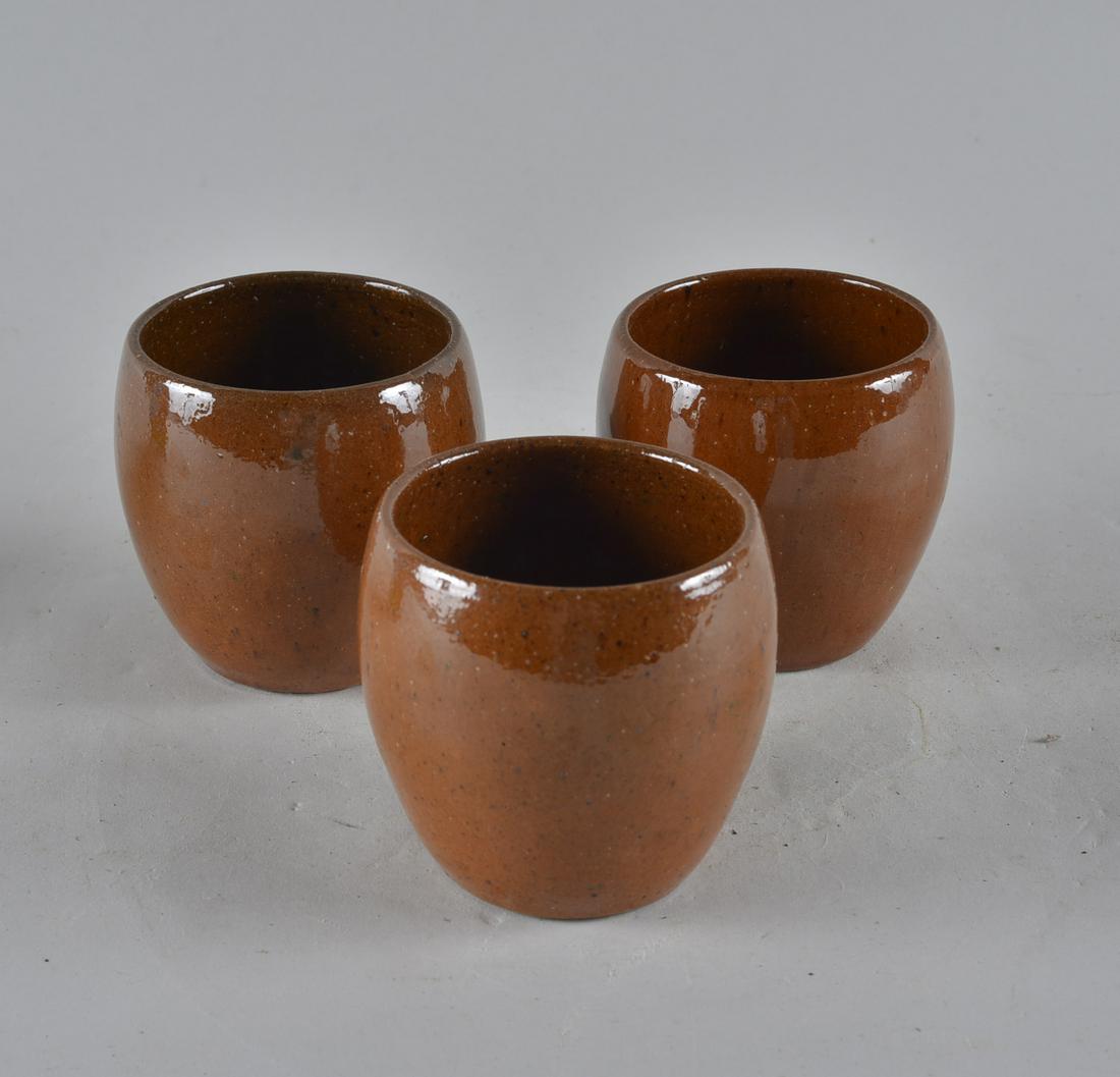 3x Jugtown Cups: stamped on bottom 3"H