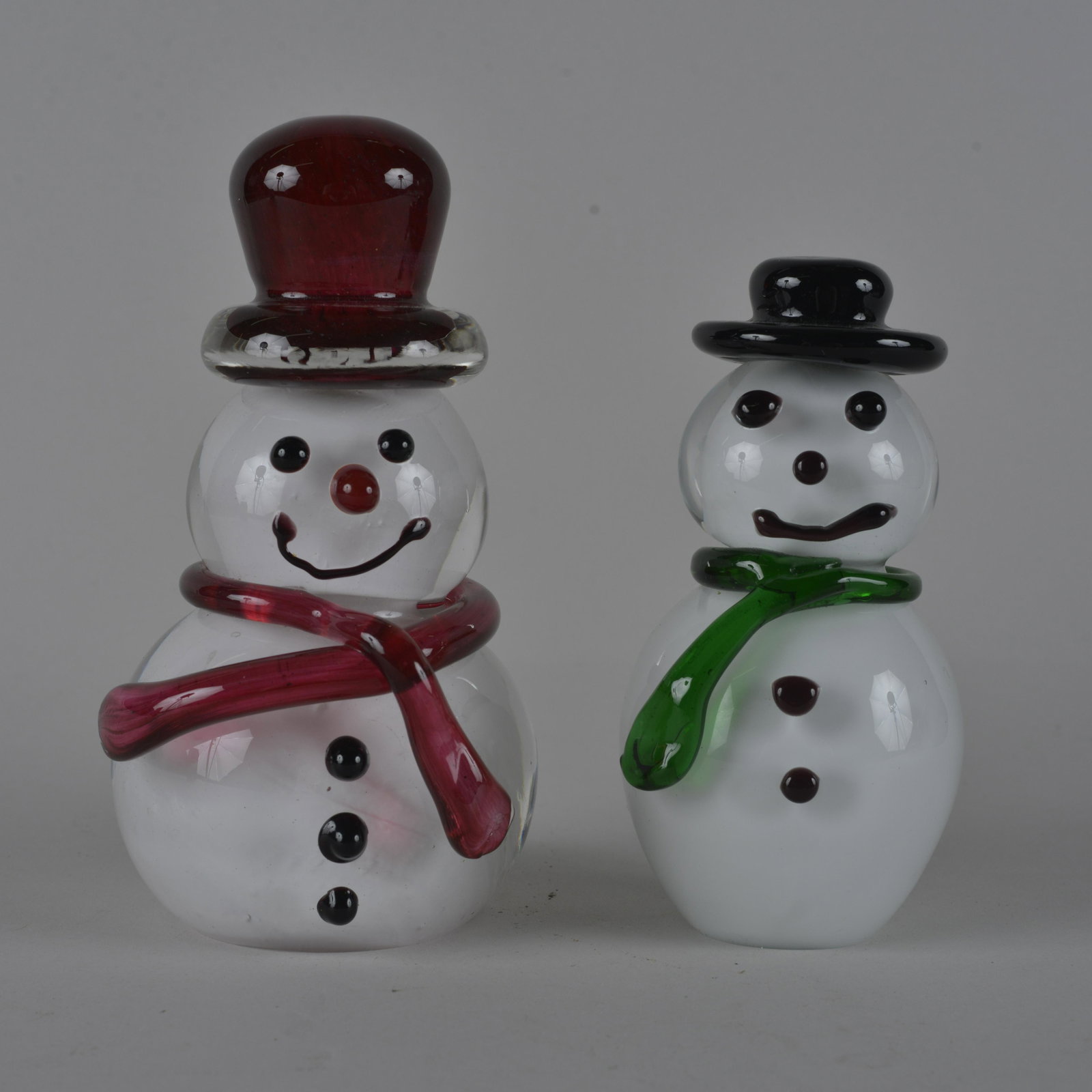 Art Glass Snowman (2): 2 snowmen 6.5"H