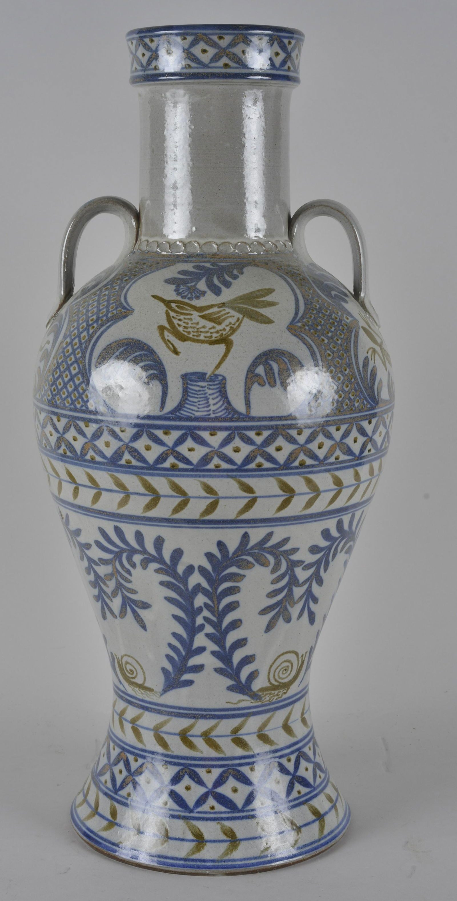 Lg. Stoneware Chinese Influence Floor Vase  Matt Jones (1 of 3)