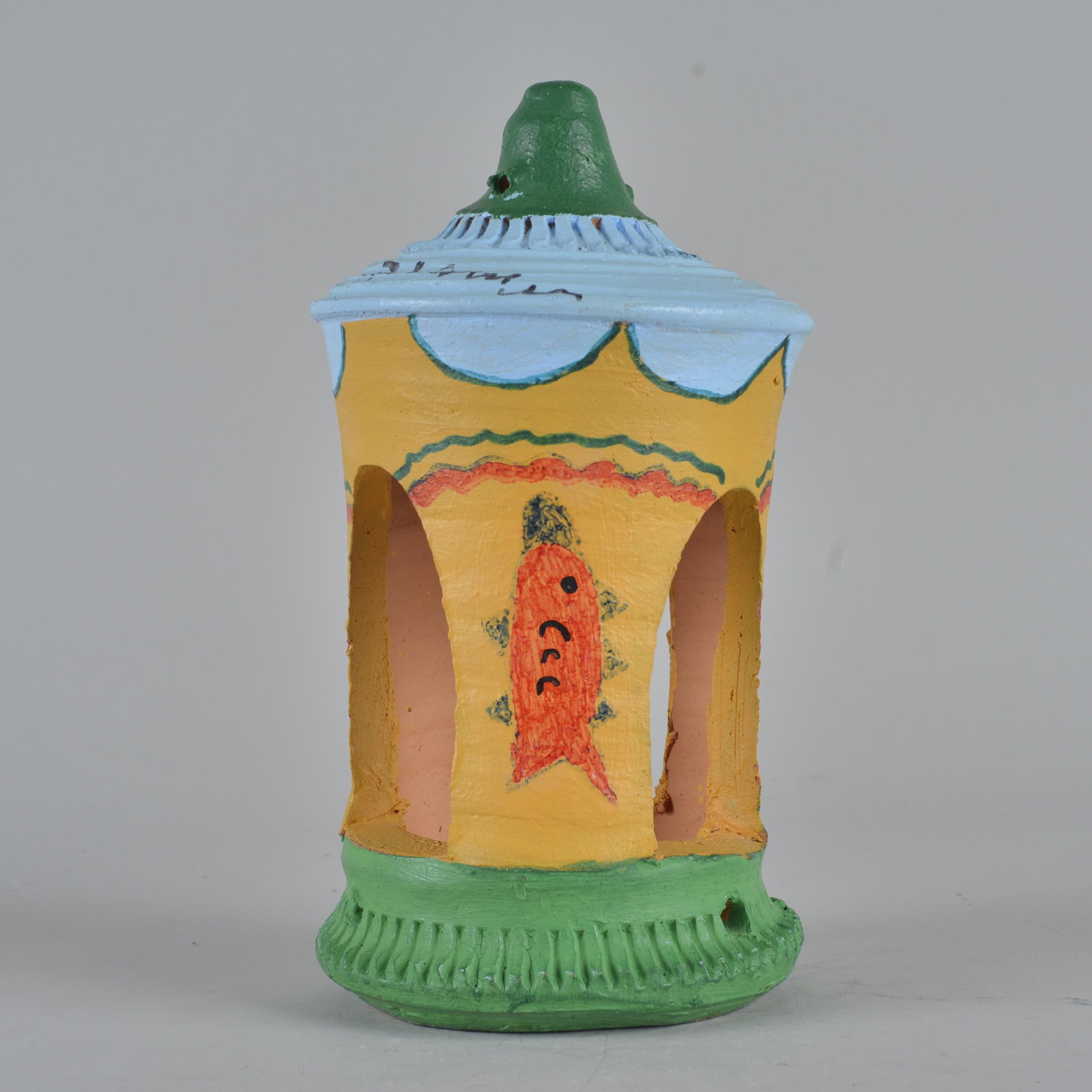 RA Miller painted Hewell birdhouse: Purchased directly from RA MILLER at folk fest by Barry Tanser. Hewell Birdhouse painted by RA Miller signed on top 10 3/4"