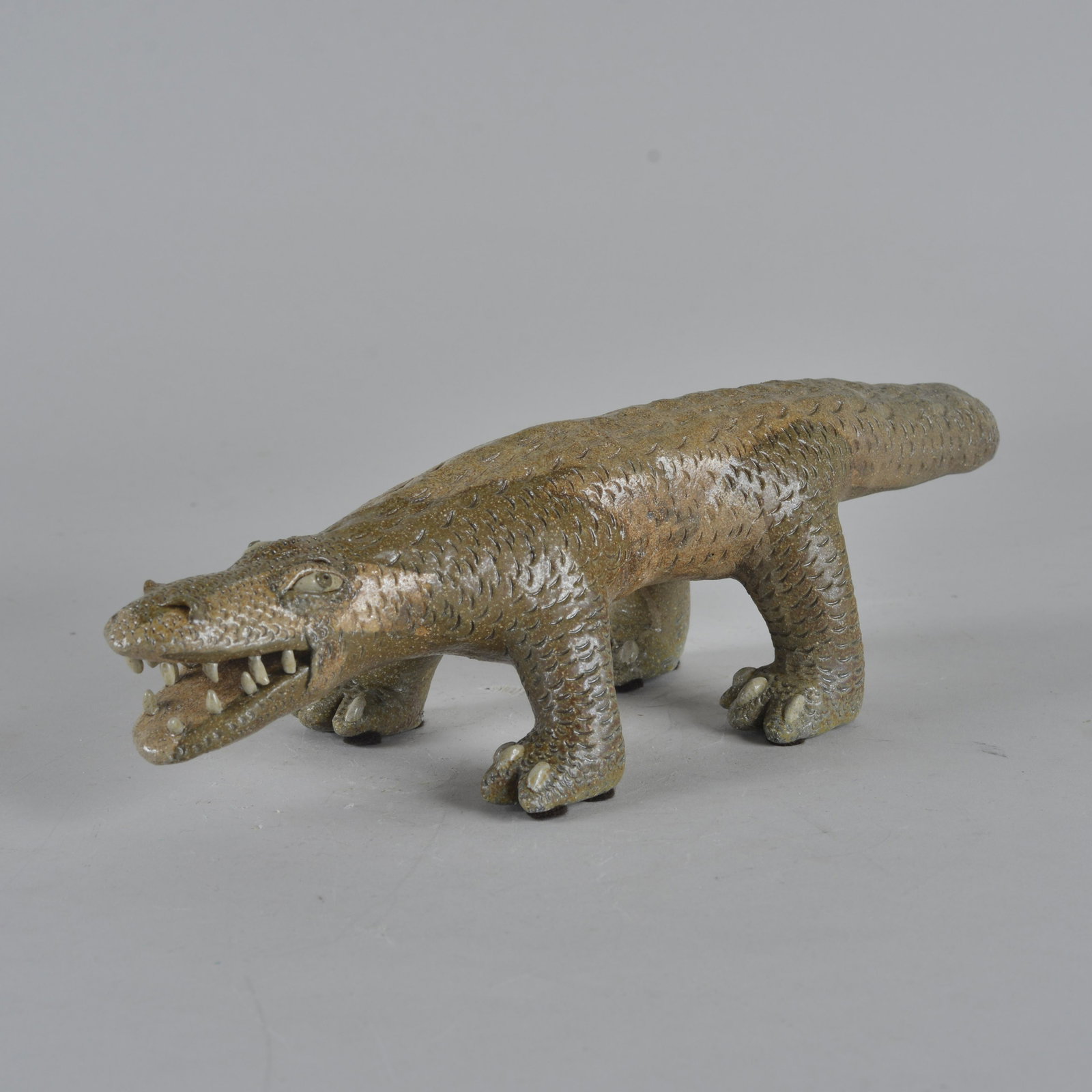 Stacy Lambert Komoto Dragon: Pottery Dragon signed and dated 11" Long 3" High
