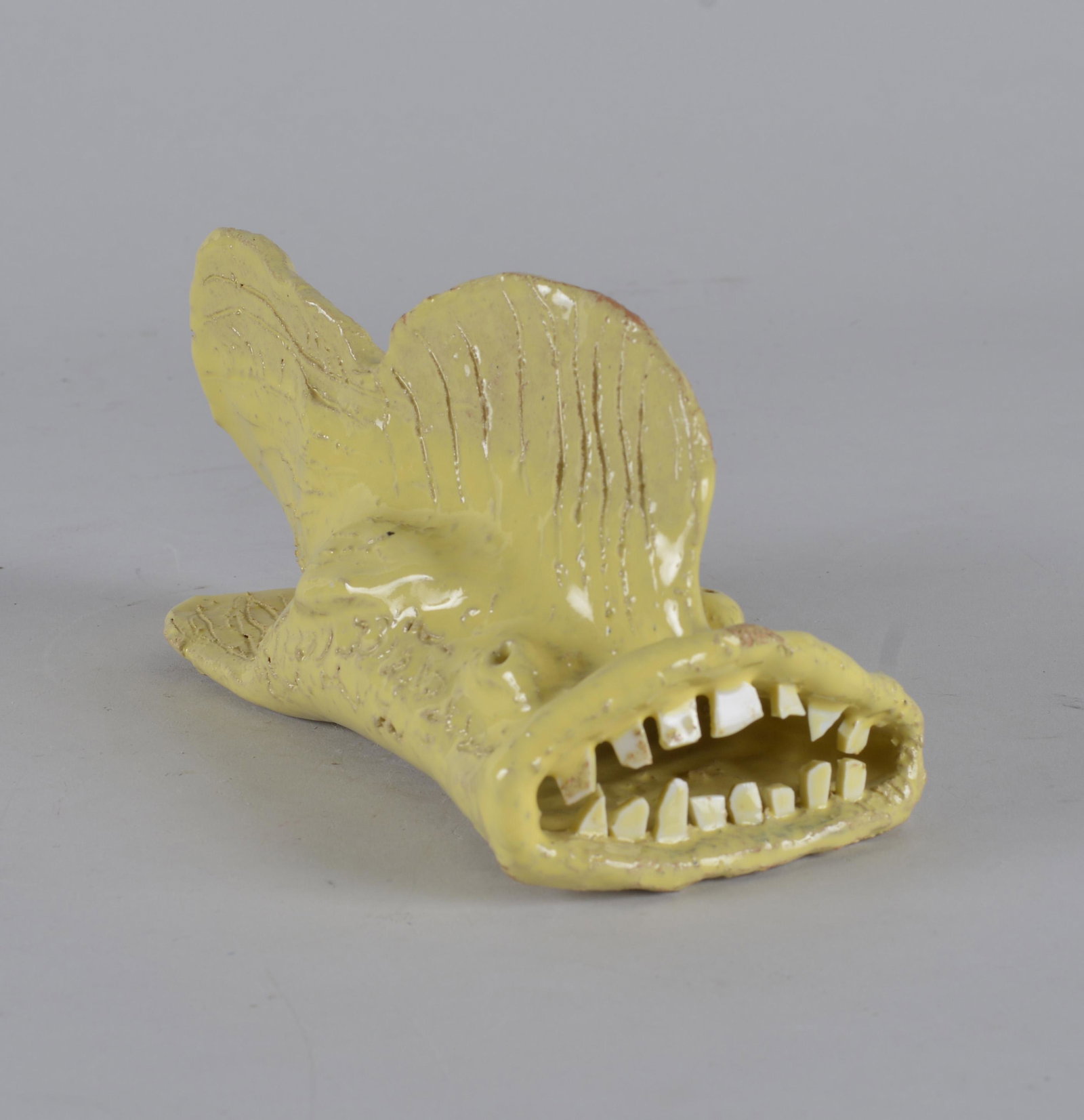 Larry Allman Pottery Fish: Pottery Fish yellow glaze 8" signed on bottom