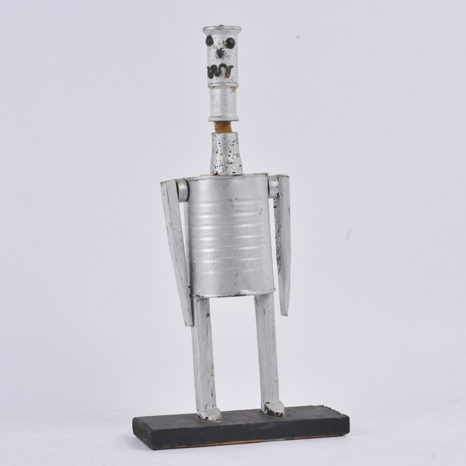 Folk Art Wooden Tin Man: signed on bottom, 16"