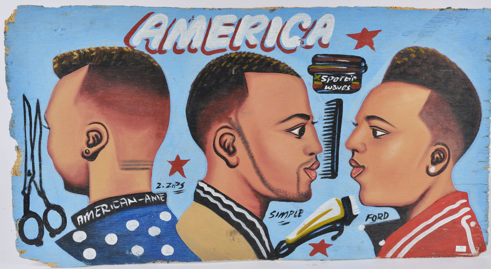 Folk Art African American Barber Shop Trade Sign (1 of 2)