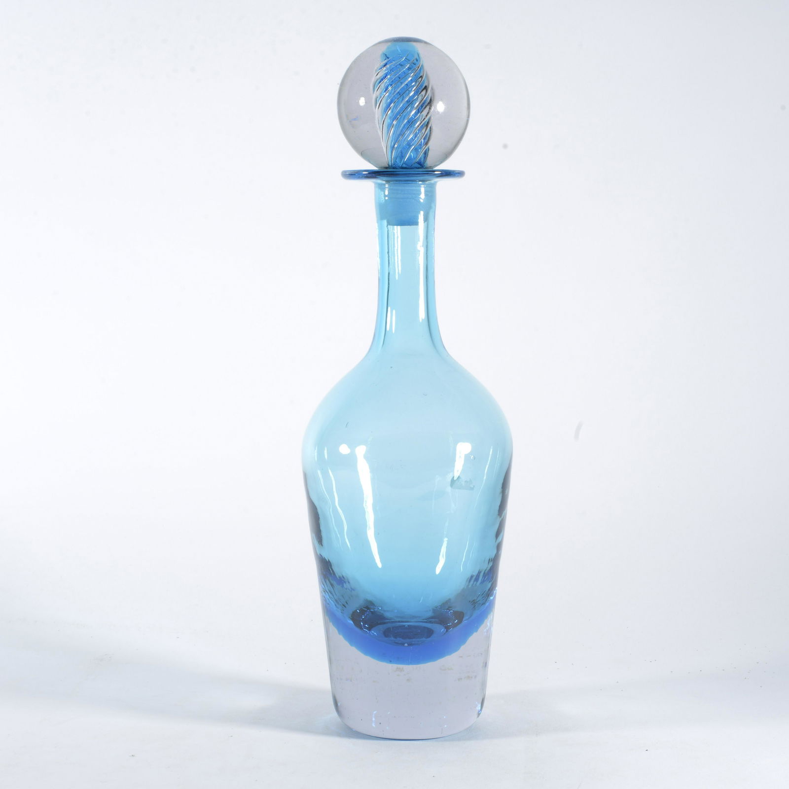 Blenko Art Glass Blue Bottle with Stopper (1 of 5)