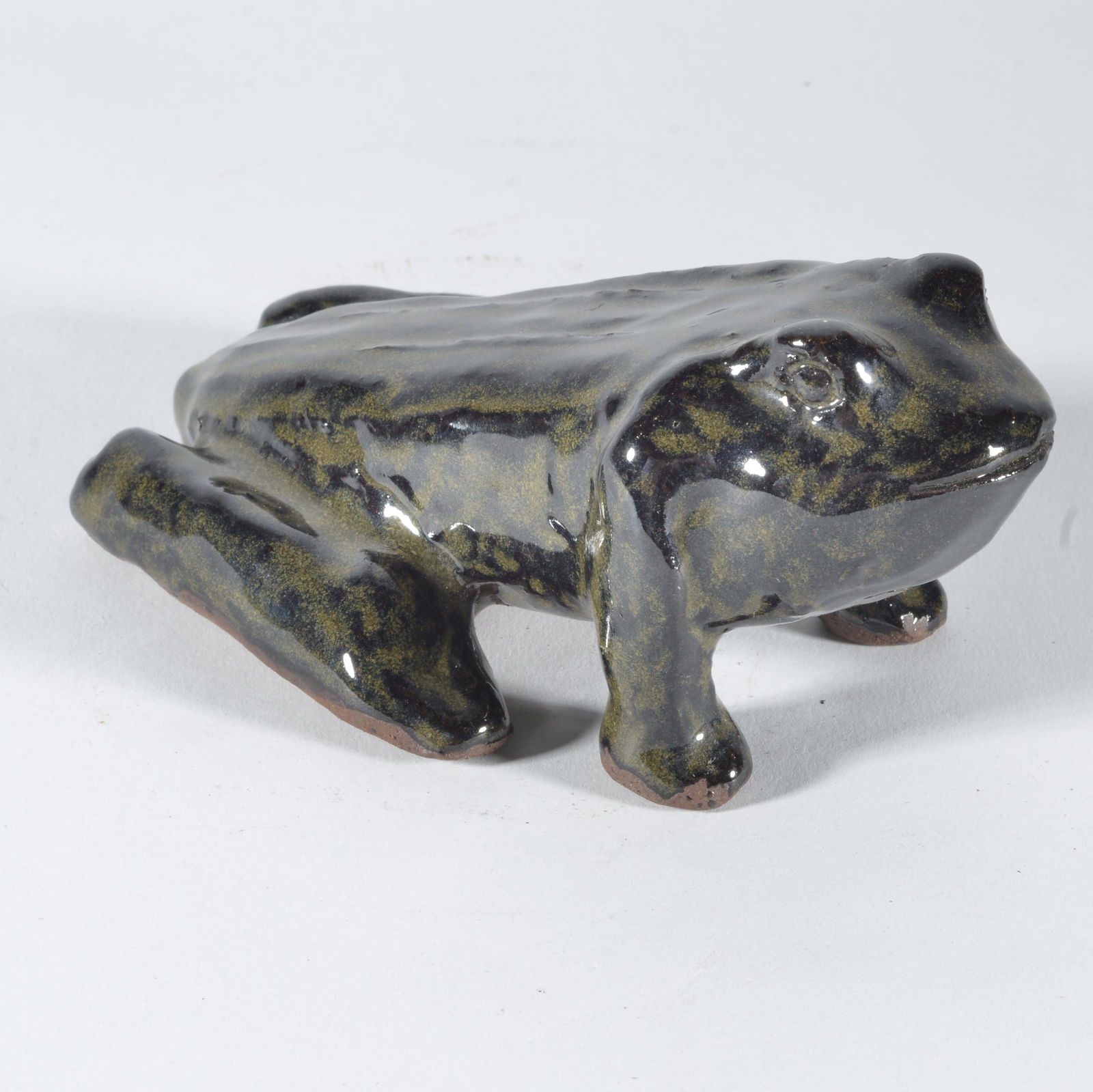 Charles Moore Pottery Frog: stamped jugtown and signed Charles Moore, dated 1997 - 6" in length