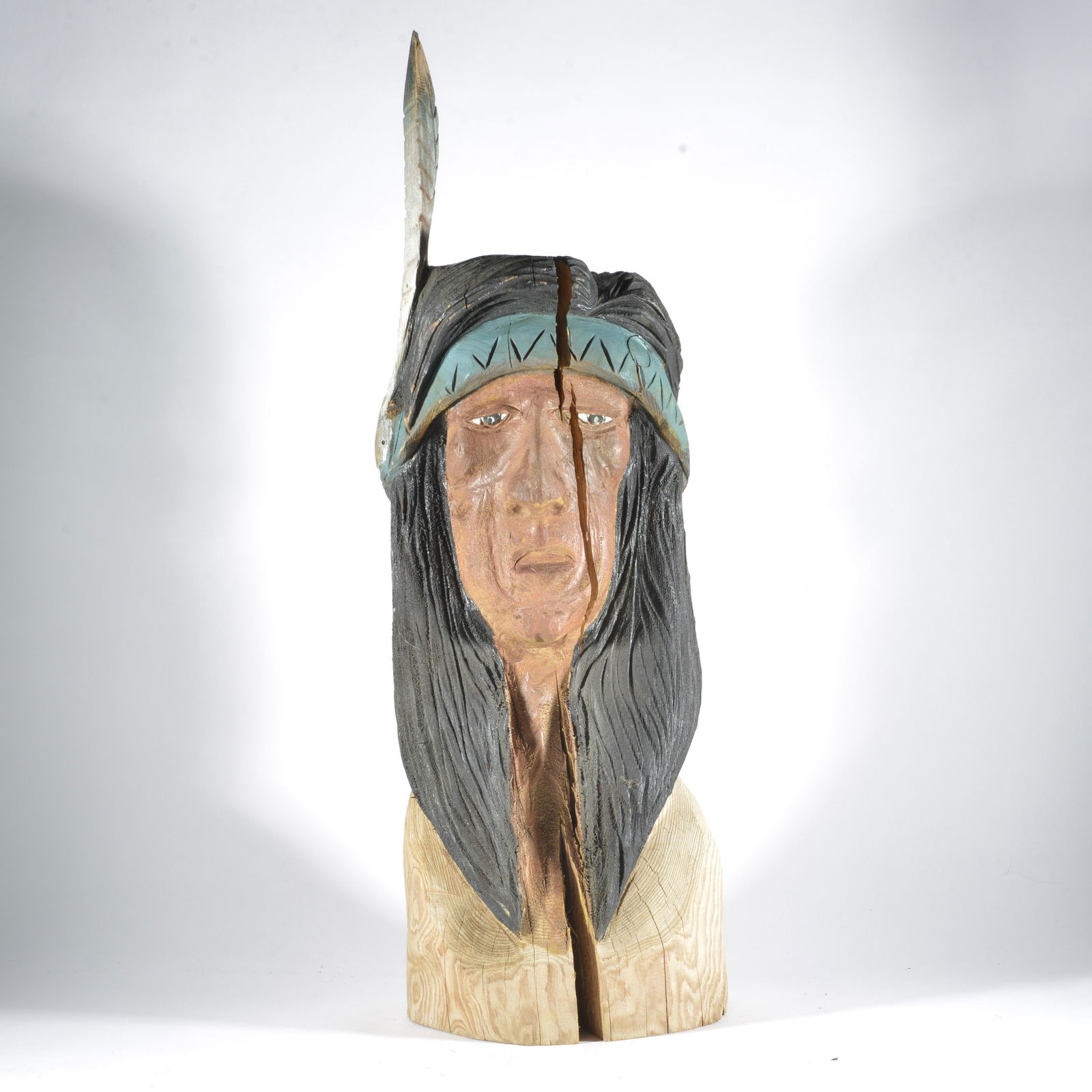 Native American Carved Head "TW" (1 of 5)