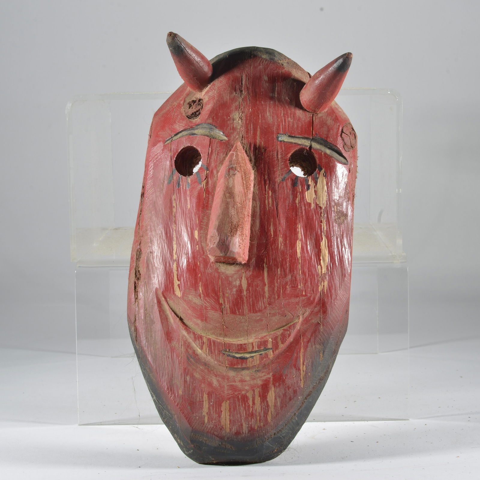 Ernie Richardson Wood Carved Red Devil Face  ER (1 of 2)