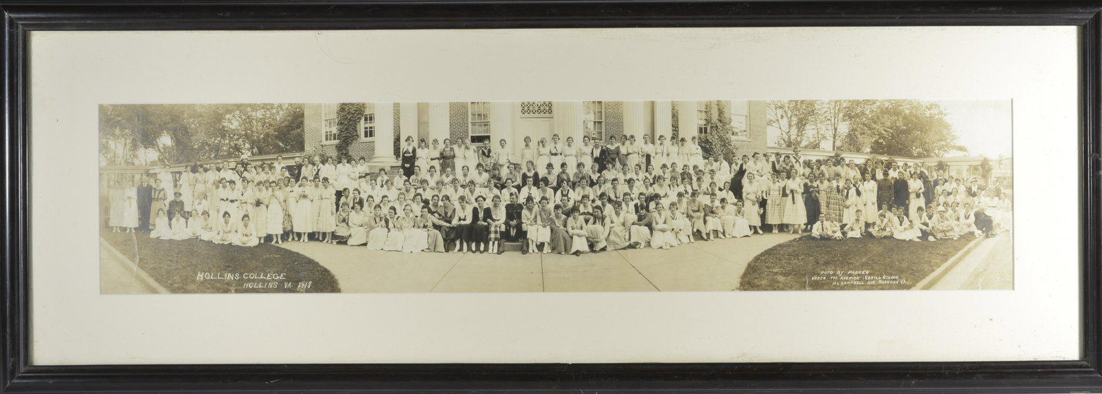 1918 Hollins College Photograph: Framed, original black and white photo - 15" x 41"