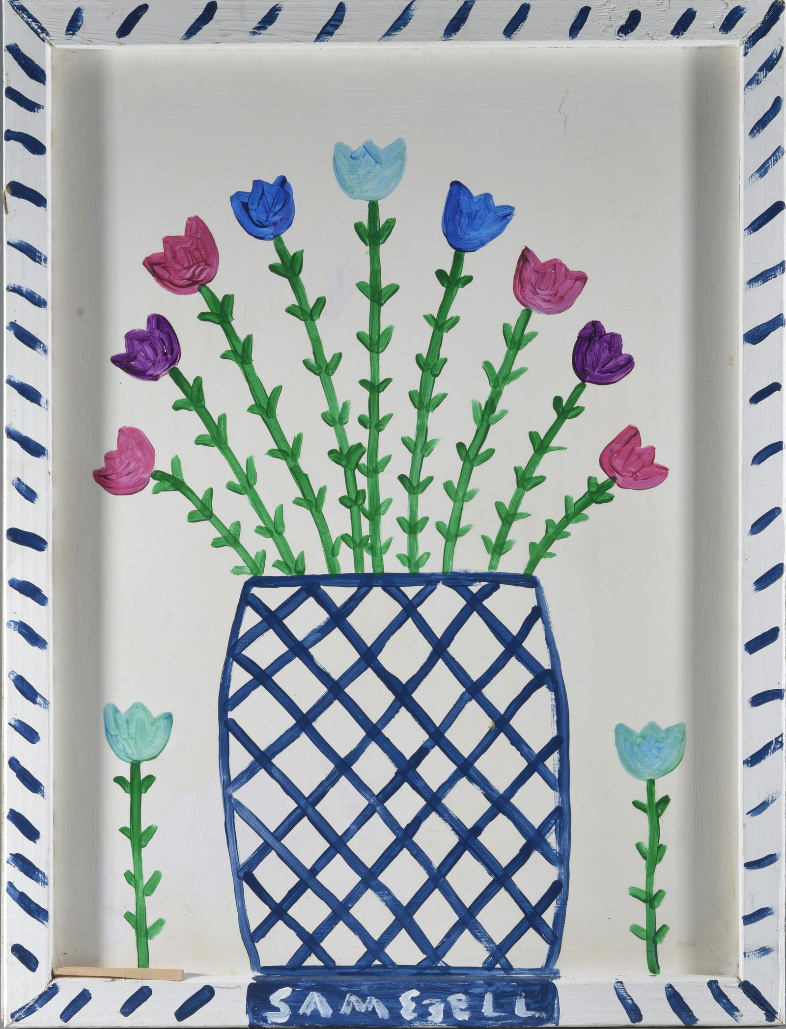 Sam Ezell Folk Art Painting (tall flowers) (1 of 1)