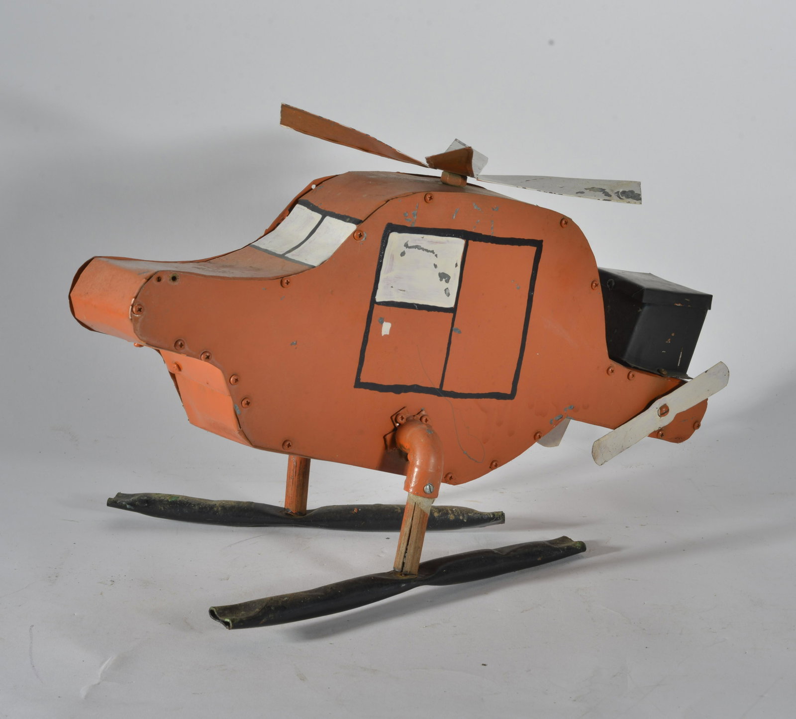 Folk Art Helicopter: tin and paint h9" x l15"