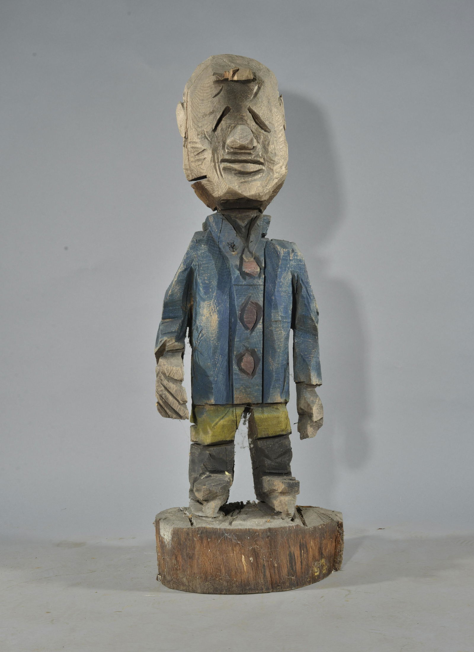 folk art carved man: chainsaw art, wood and paint ... 44"H
