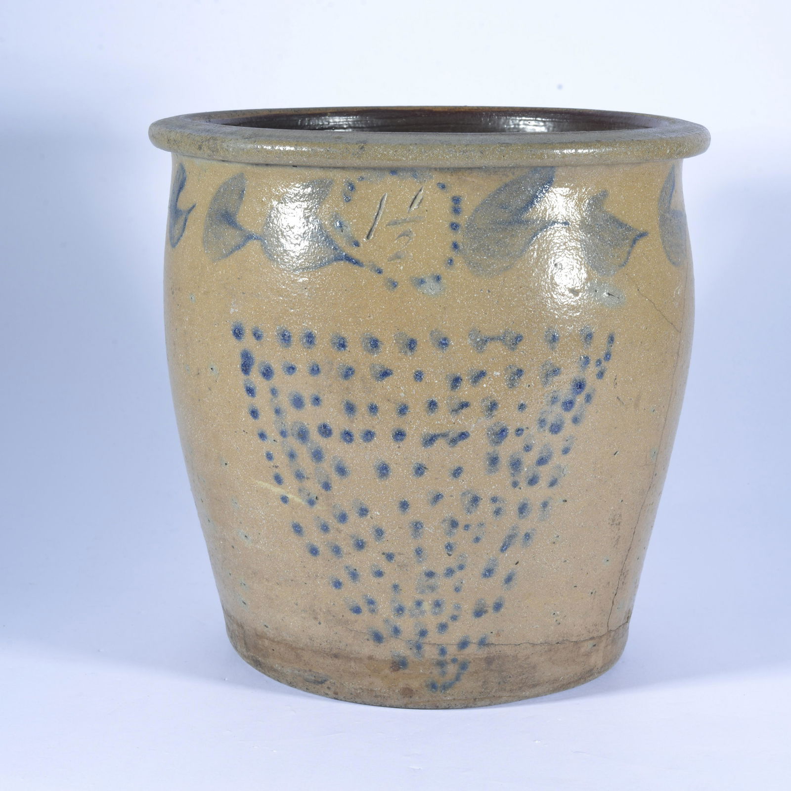 West Virginia blue decorated Milk Crock (1 of 4)