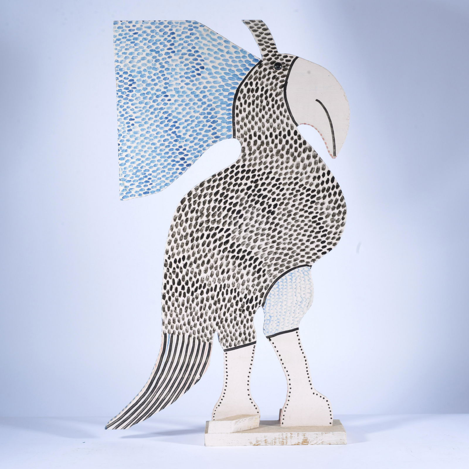 MARVIN FINN (1913-2007): folk art cut out wood and paint. Signed in marker on bottom. Ca. 1996 - 26'H x 13.75"