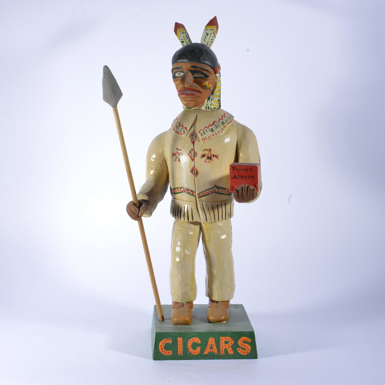 ED AMBROSE CIGAR STORE INDIAN: Artist from Stephens City, Virginia signed EA - 22"H