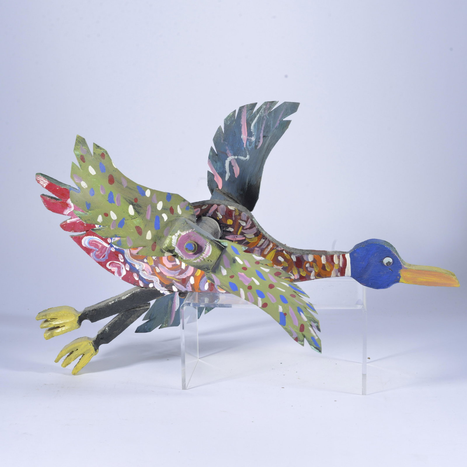 Folk Art Whirligig (bird): wood and paint. 19"L