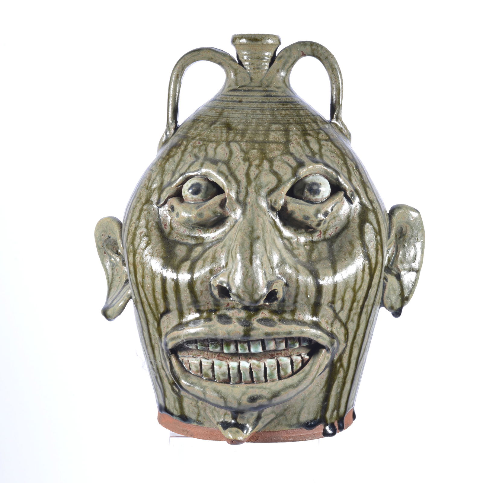 MARVIN BAILEY ALKALINE TWO HANDLE FACE JUG (1 of 4)