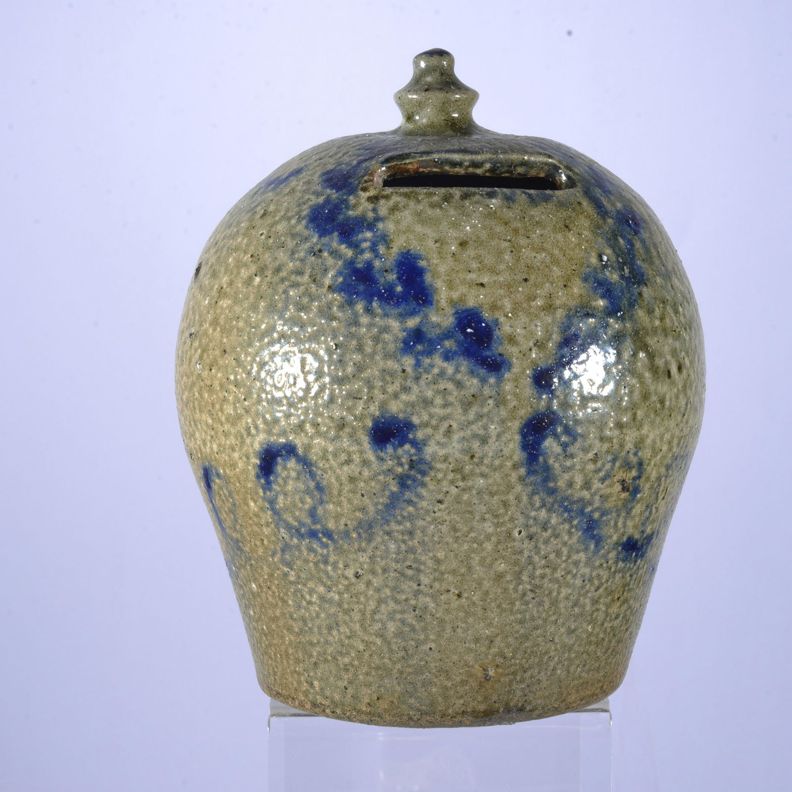 BILLY RAY HUSSEY SALT GLAZE DECORATED BANK (1 of 4)