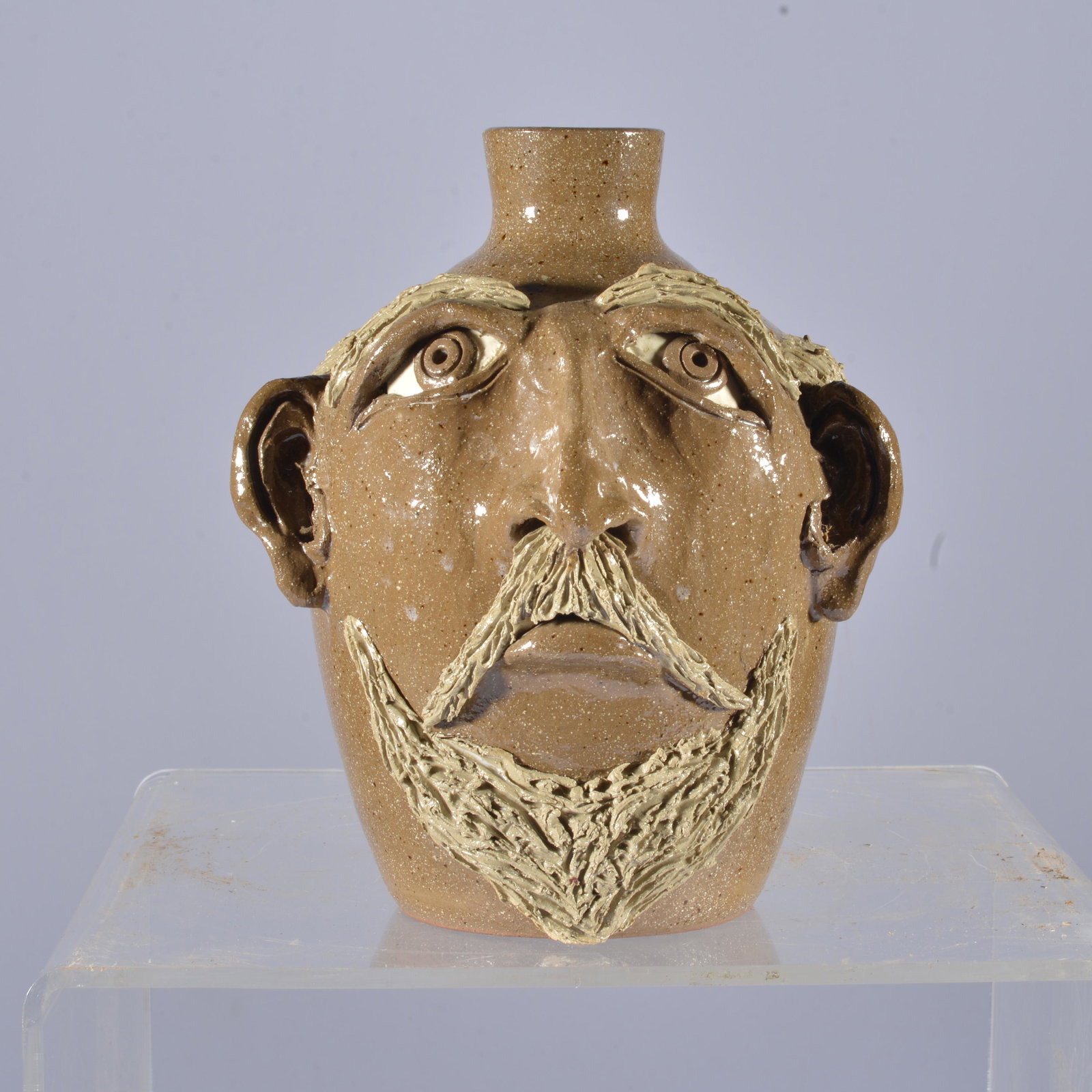 NORTH COLE POTTERY SANDY BROWN FACE JUG (1 of 4)