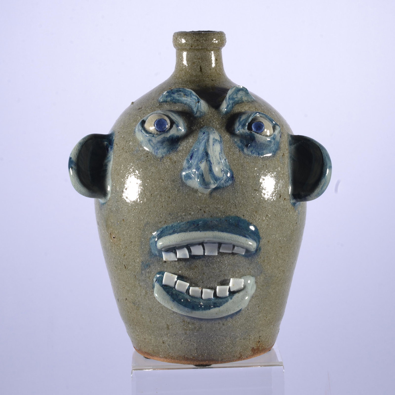 GARY MITCHELL COBALT DECORATED FACE JUG (1 of 5)
