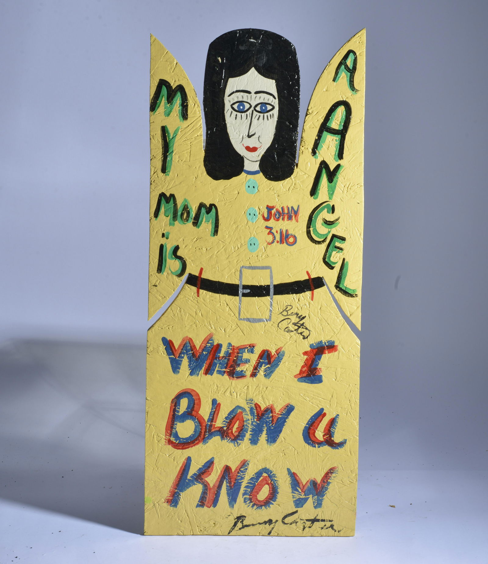 BENNY CARTER (1943 - 2014) yellow wooden angel (1 of 2)