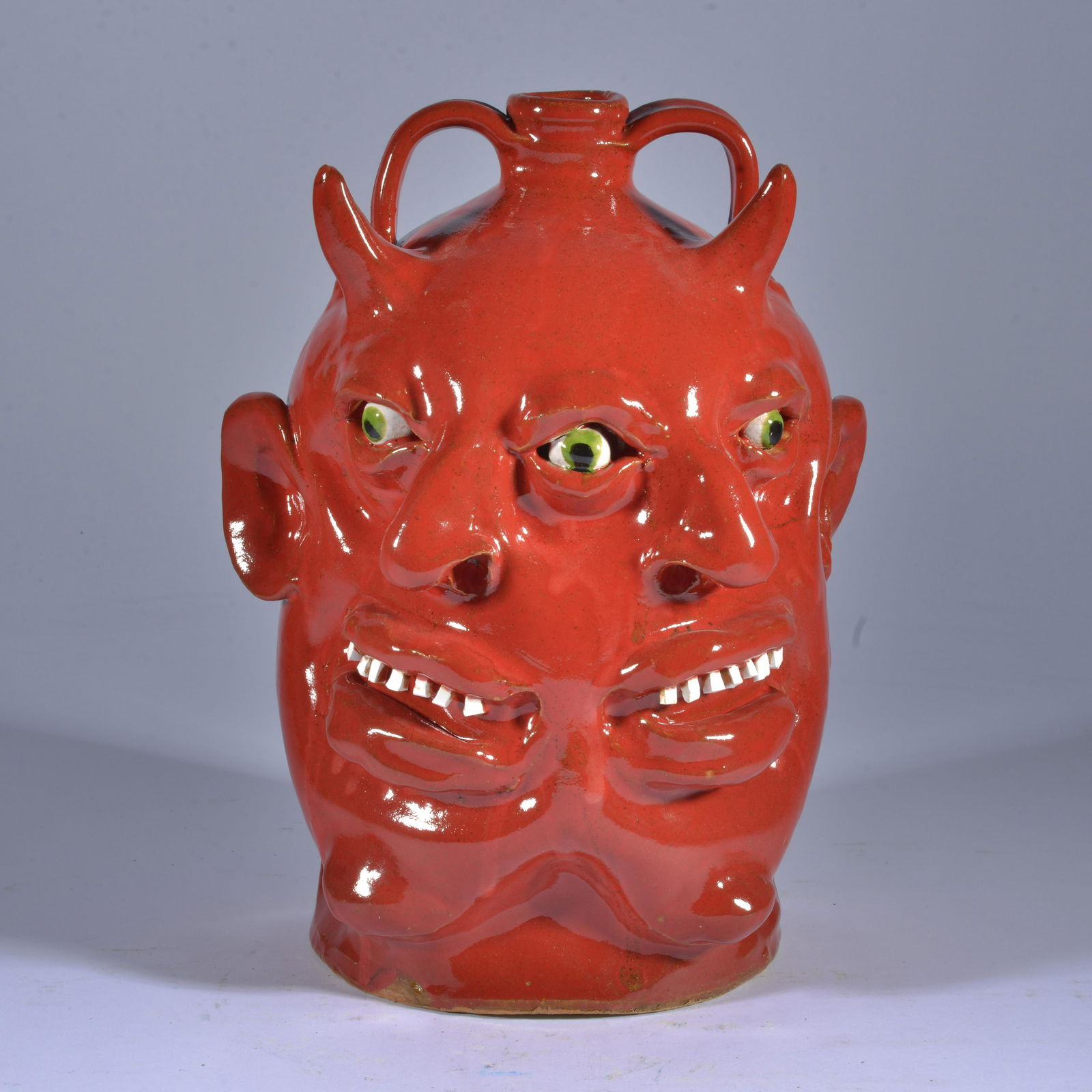 MARVIN BAILEY SIAMESE DOUBLE DEVIL FACE JUG (1 of 4)