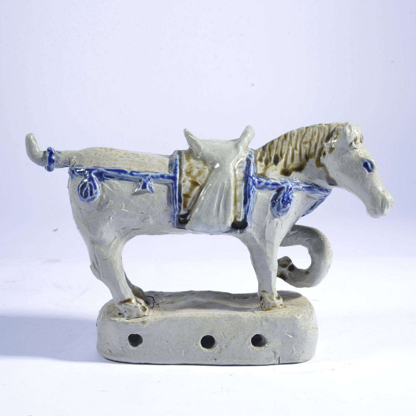 CHARLES MOORE TANG HORSE: Charles Moore (b1935-d2007) created a series, including some very large examples, of horses that are called 'Tang Dynasty' style. Those are rare & valuable. This horse on a pedestal that is created ar