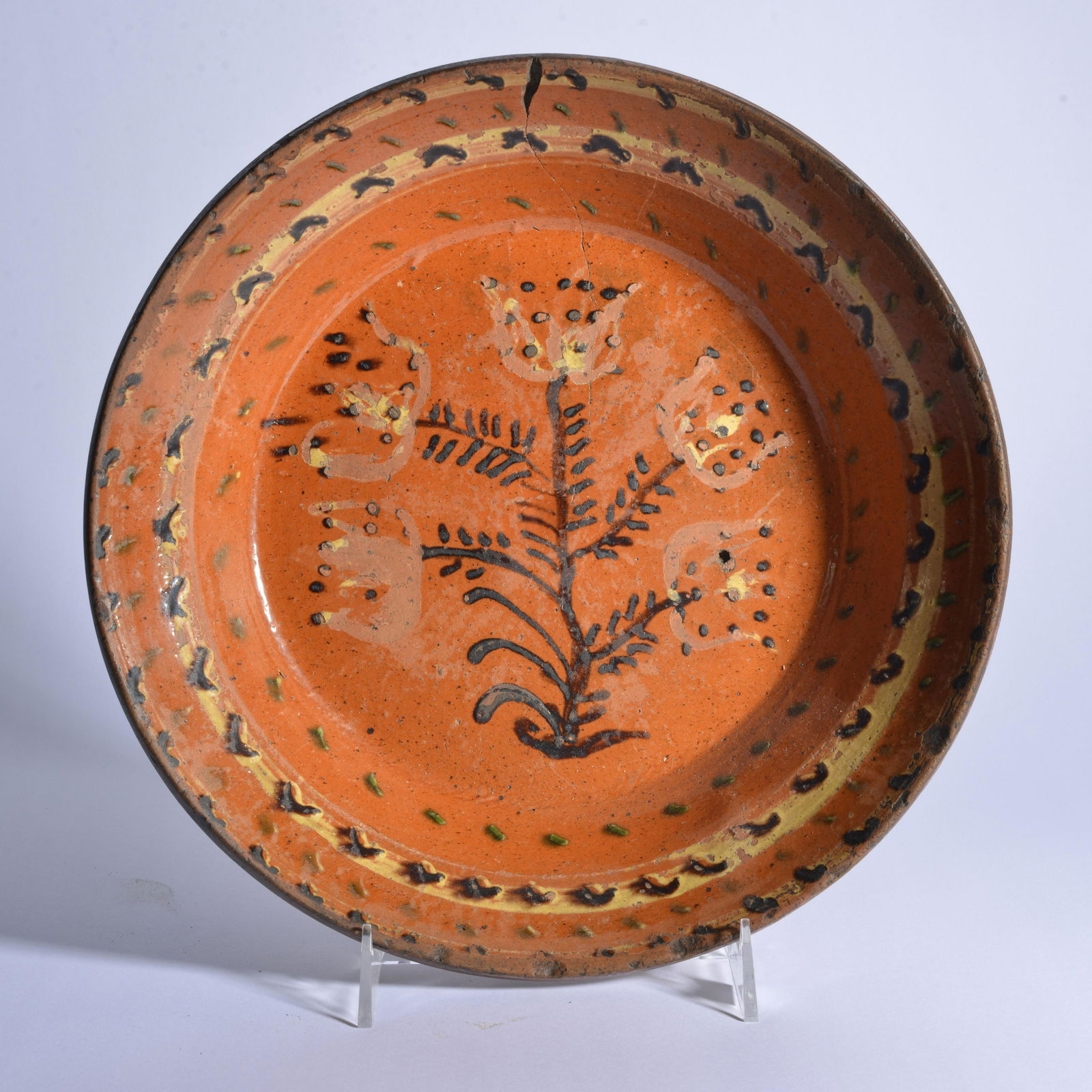 FRIEDRICH ROTHROCK MORAVIAN SLIP DECORATED DIRT DISH (1 of 6)