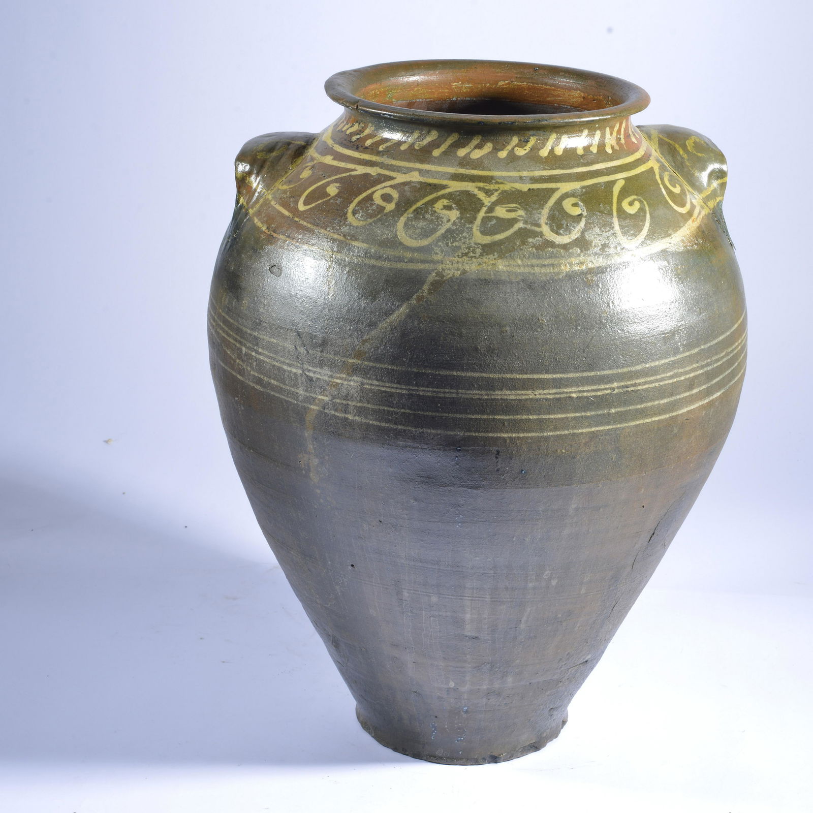 EUROPEAN POTTERY ELABORATED DECORATED JAR/VASE (1 of 3)