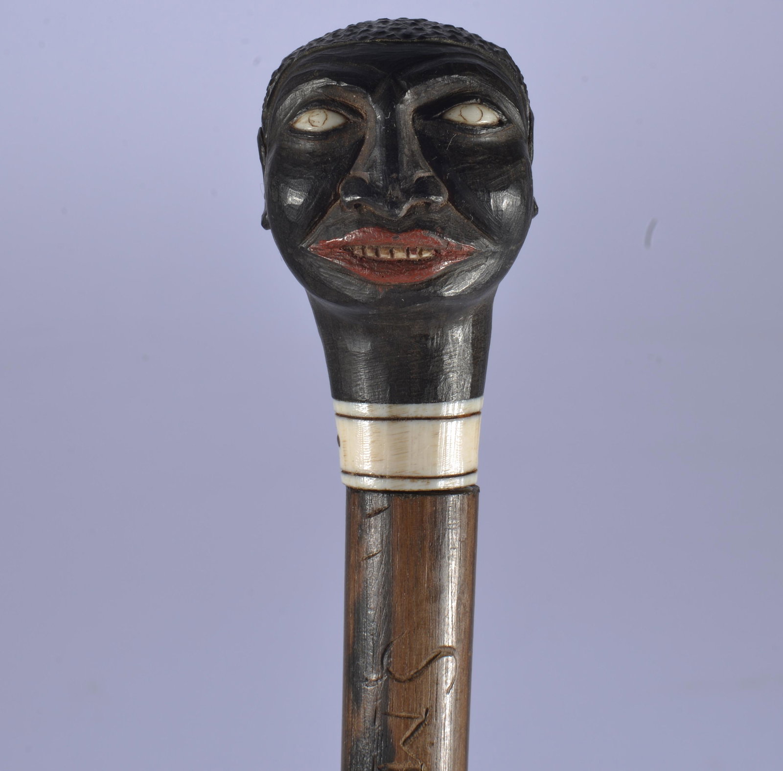 AFRICAN AMERICAN CARVED FOLK ART CANE (SLAVE AND LIVESTOCK SALE) (1 of 5)
