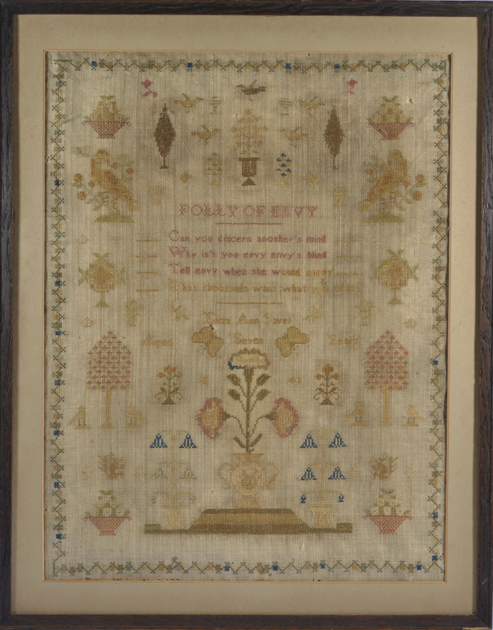 Eliza Ann Savel 1842 NEEDLE WORK SAMPLER (1 of 4)