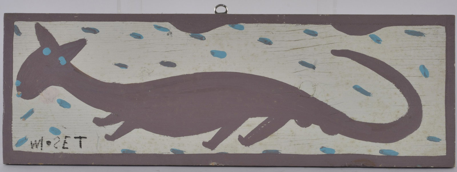 MOSE TOLLIVER (1918 - 2006): paint on 3/4 wood. Signed lower left. 20" x 6.75"