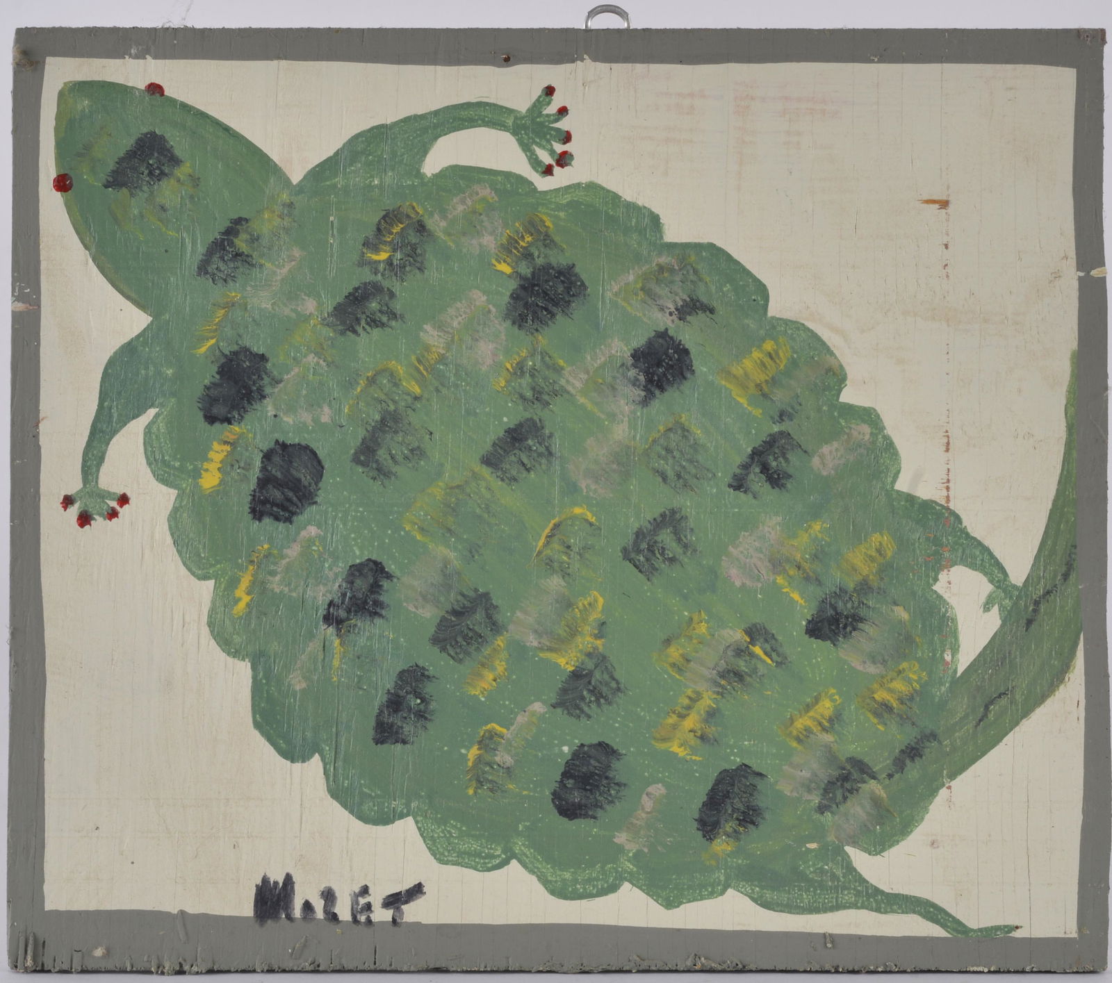 MOSE TOLLIVER (1918 - 2006): paint on wood board. Signed lower left. 13.75" x 11.75"