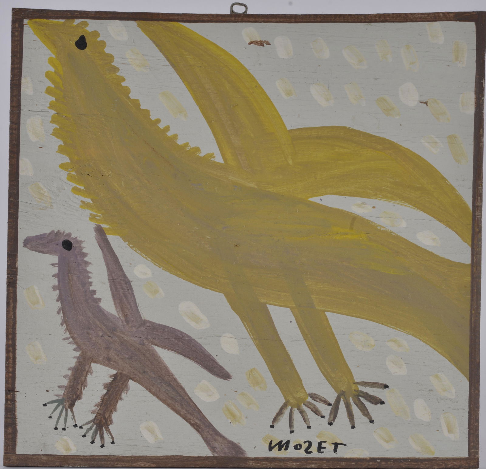 MOSE TOLLIVER (1918 - 2006): paint on wood. Signed lower right. 16.5" x 16.25"