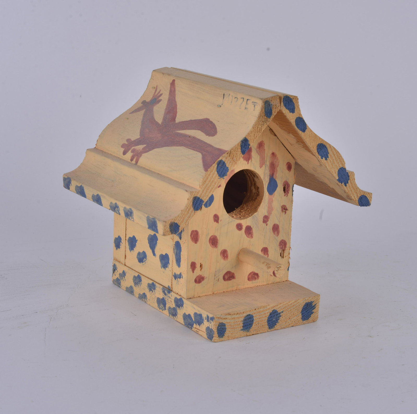 MOSE TOLLIVER (1918 - 2006) bird house: paint on wood bird house. 6.25"h, 6.75"w