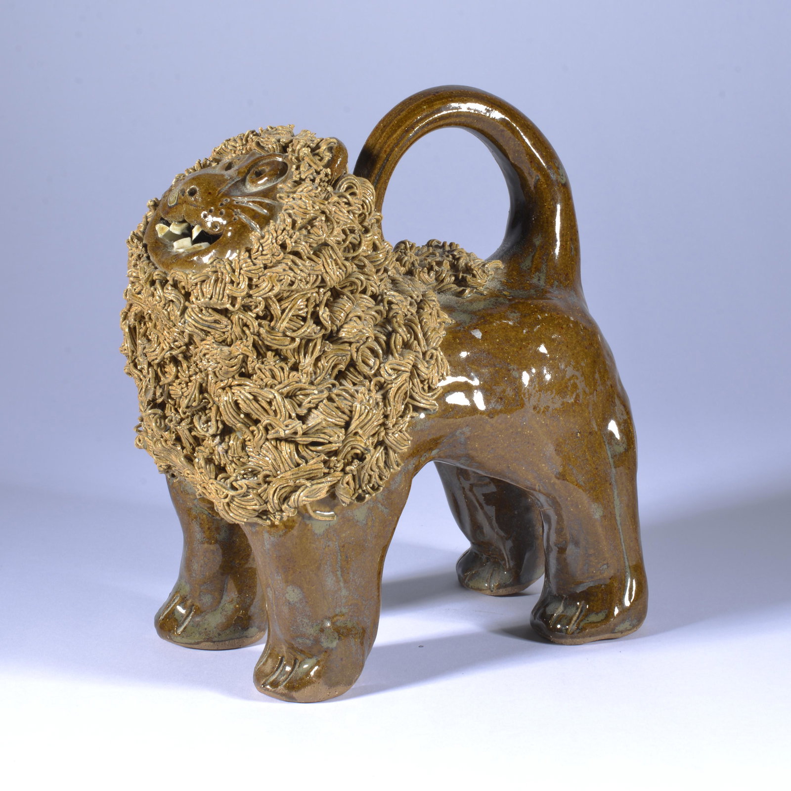 CRYSTAL KING POTTERY EARLY LION FIGURAL SEAGROVE NC 10995: Crystal King, daughter of potters Anna & Terry King, of Seagrove, NC, grew up fully within the pottery tradition. She has fond memories of her parents apprenticing under one of her heroes, Dot Auman,