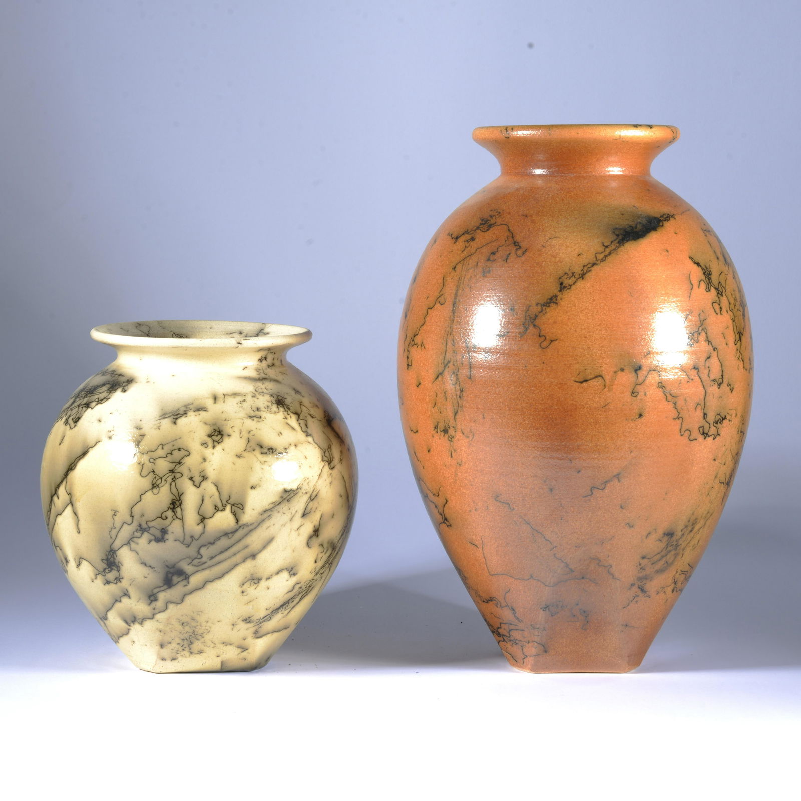 TURN AND BURN POTTERY HORSEHAIR VASES SEAGROVE NC (1 of 3)