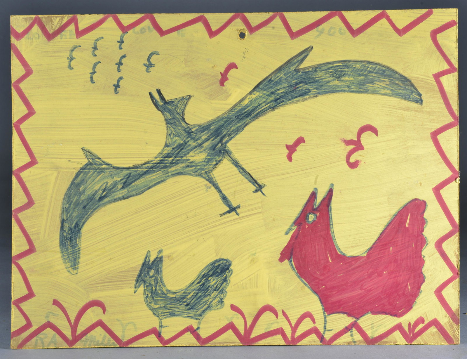 RA MILLER (1912 - 2006): paint on press board. Signed 16" x 12"