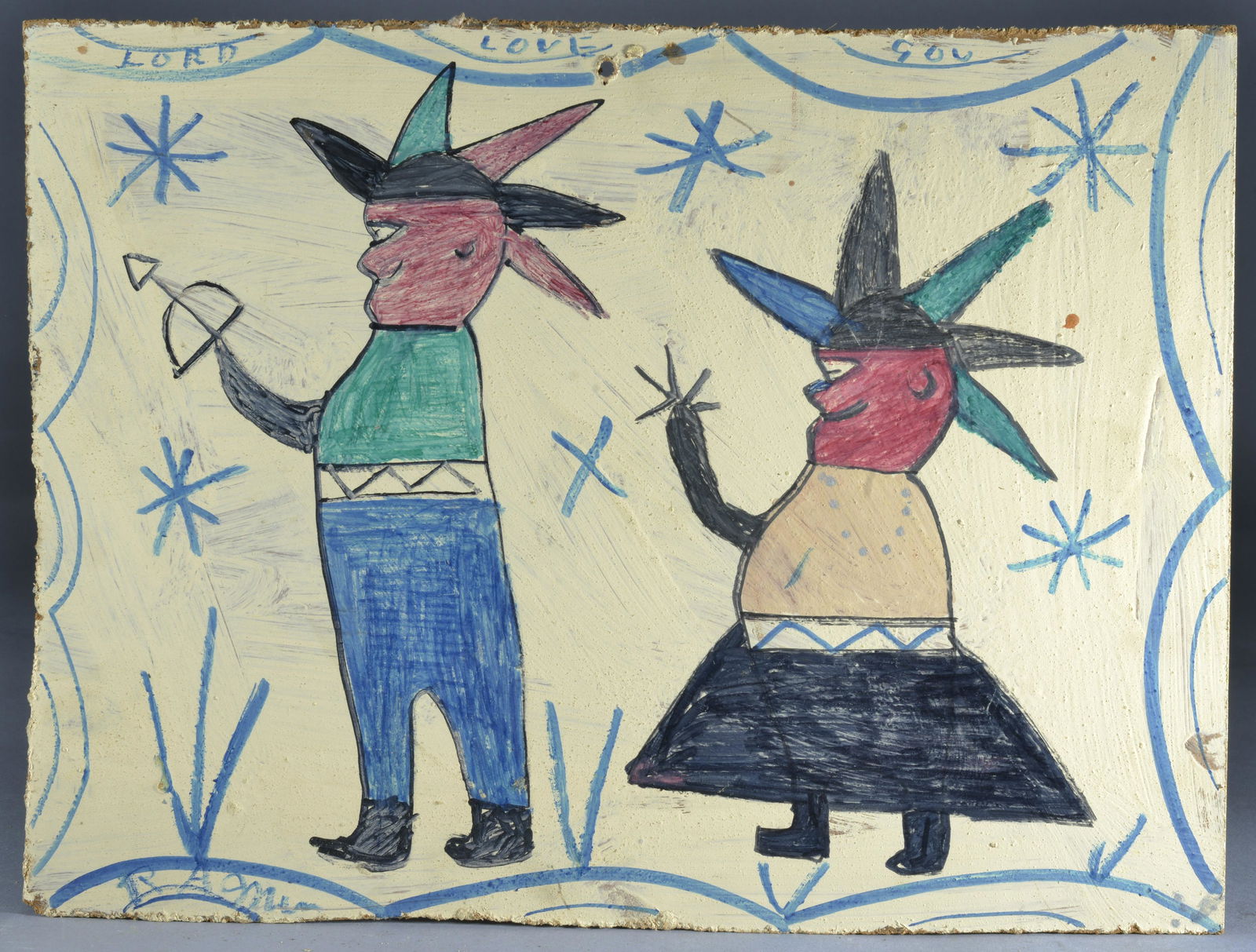 RA MILLER (1912 - 2006): paint on masonite board. Signed 16" x 12"