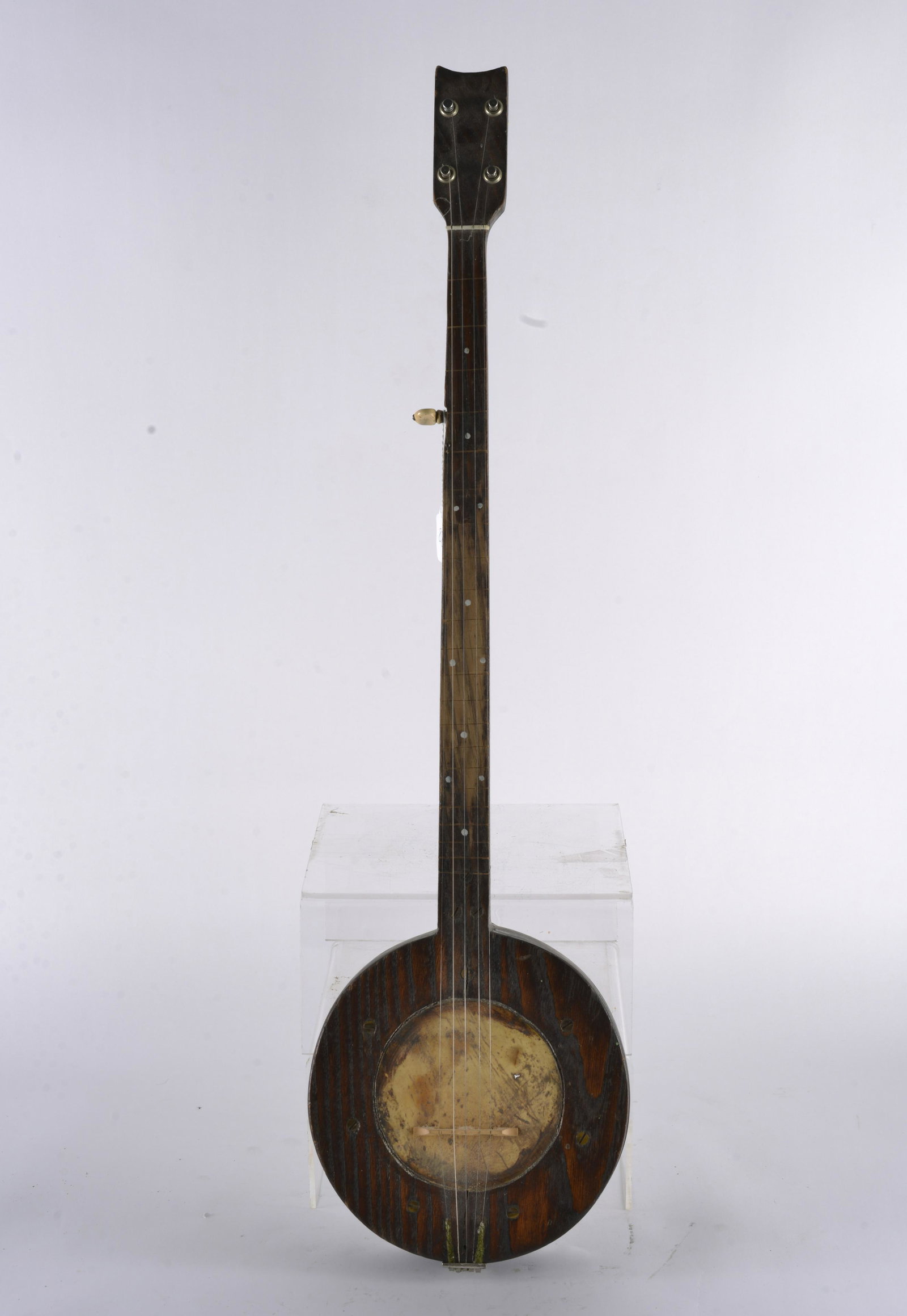 APPALACHAIN FRETLESS BANJO: hand made fretless banjo, goat hide for pot cover. 35.5"
