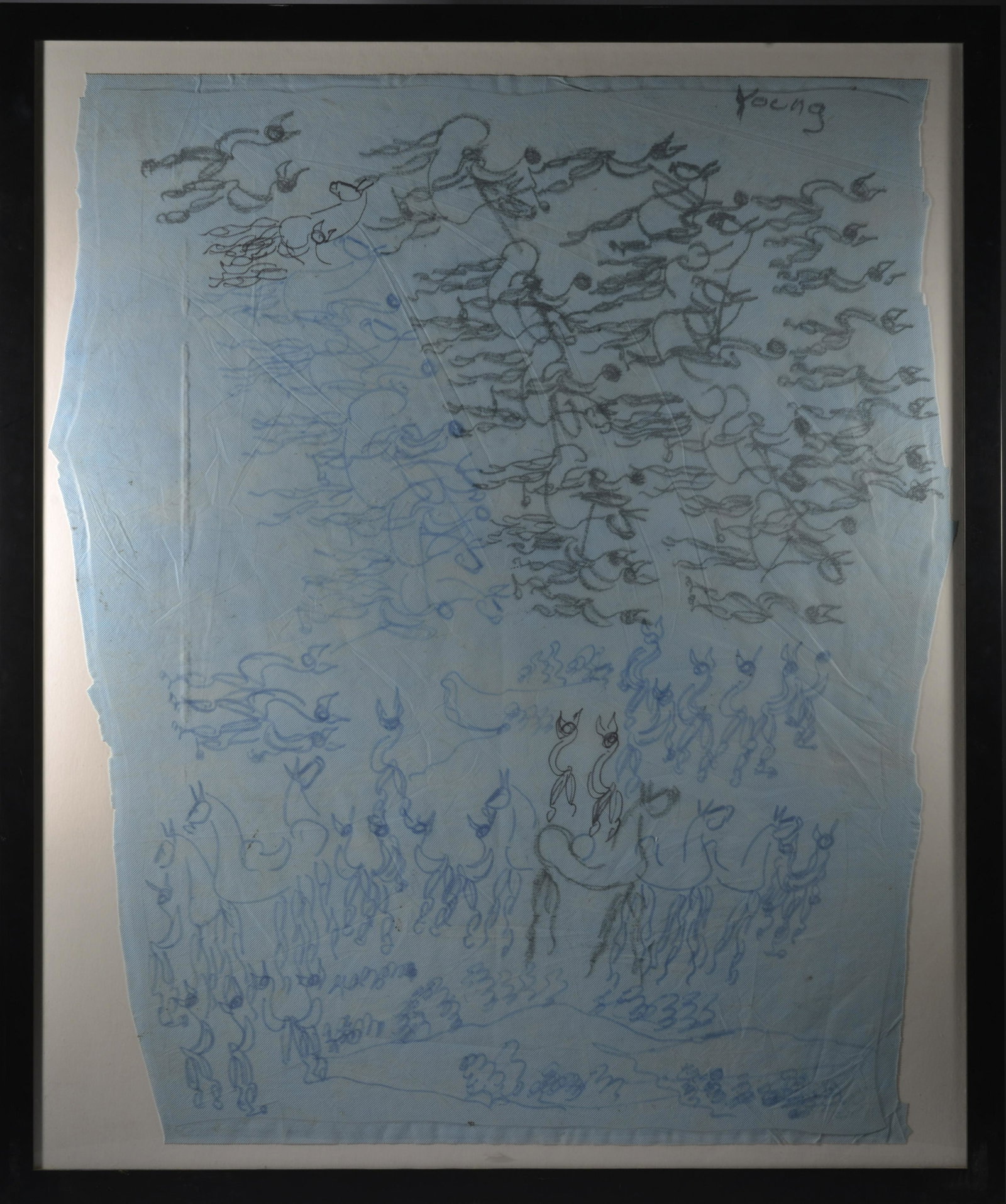 PURVIS YOUNG (1943 - 2010): painting on canvas. Signed top right. Framed. 43"x59.5"