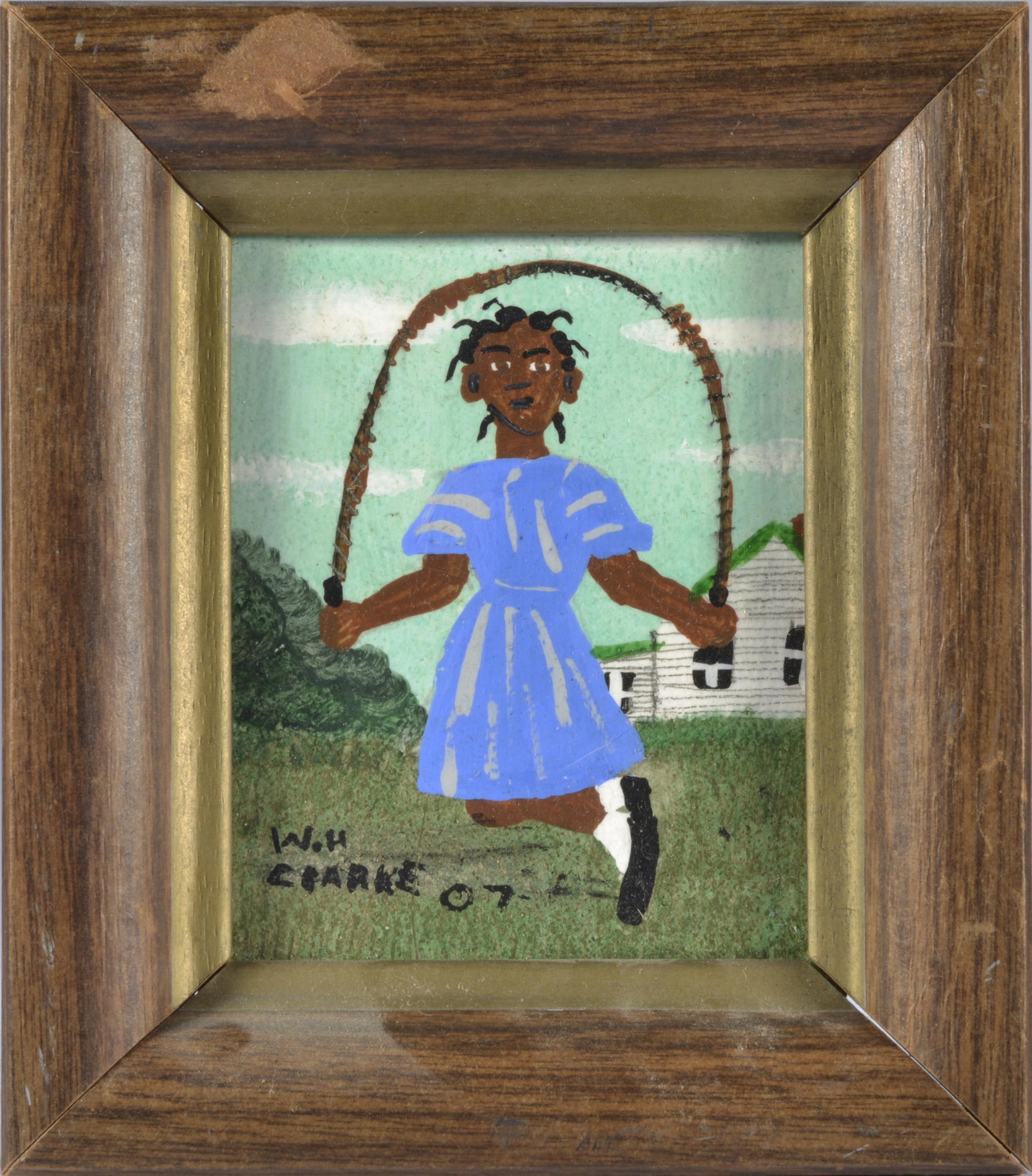 WILLIAM H CLARKE PAINTING: framed and signed dated 2007. 6.5"x7.5"