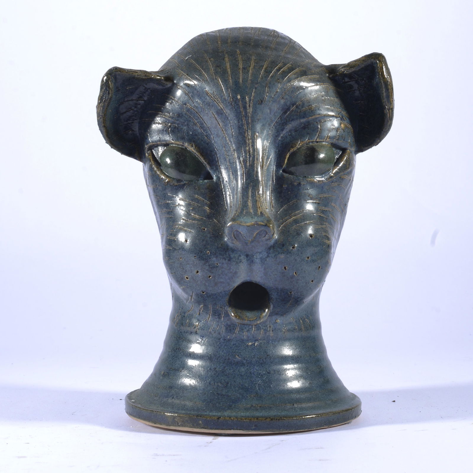 LIN CRAVEN POTTERY CAT FIGURAL GA FOLK POTTERY 1999 (1 of 5)