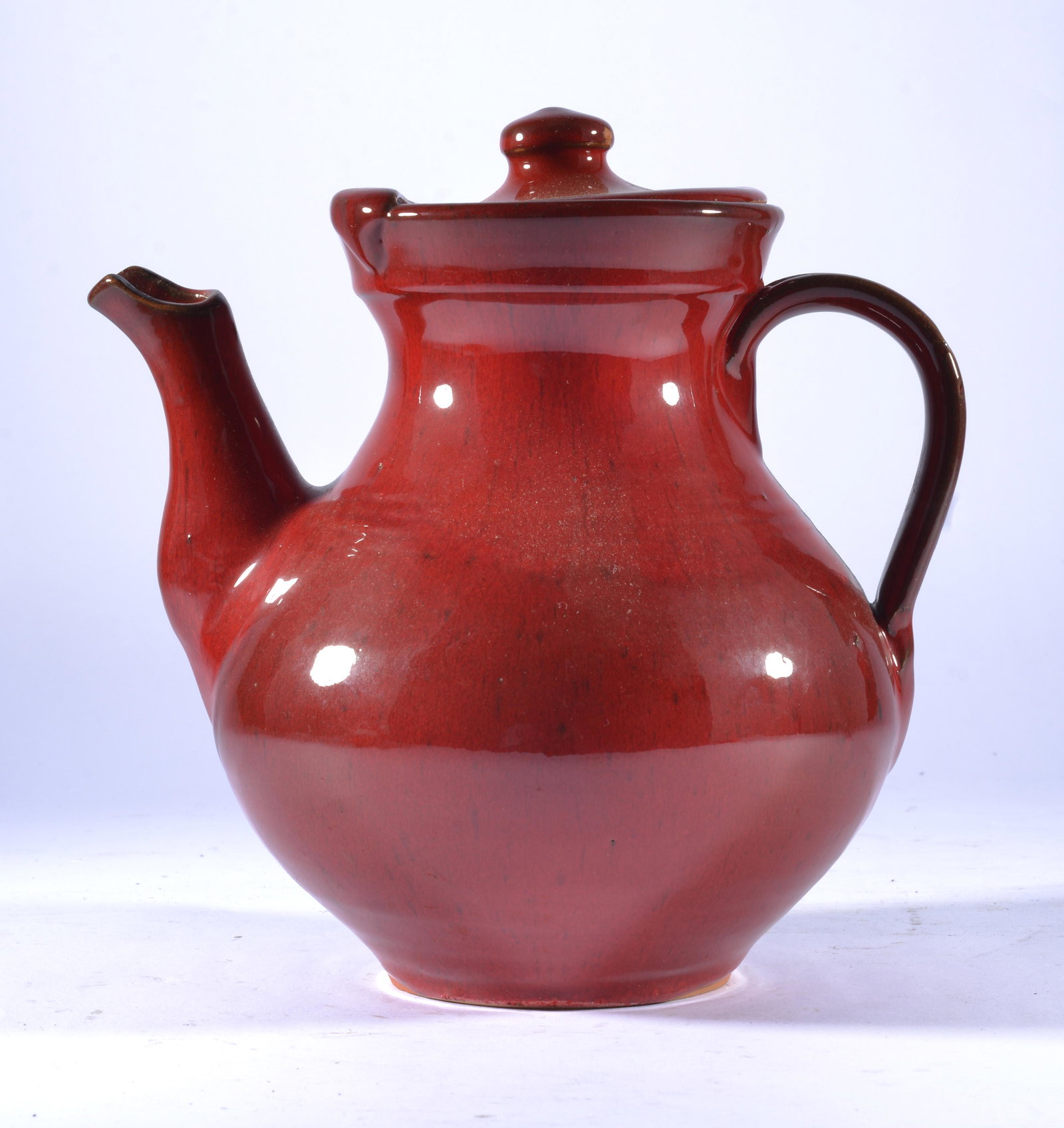 ML (MELVIN) OWENS POTTERY RARE RED TEAPOT SEAGROVE NC: Melvin L (ML) Owens (b1917-d2003) was one greatest potters in NC history, part of a family tradition that continues. His children that are potters include Bobby, Vernon (co-owner of Jugtown w/ his wif