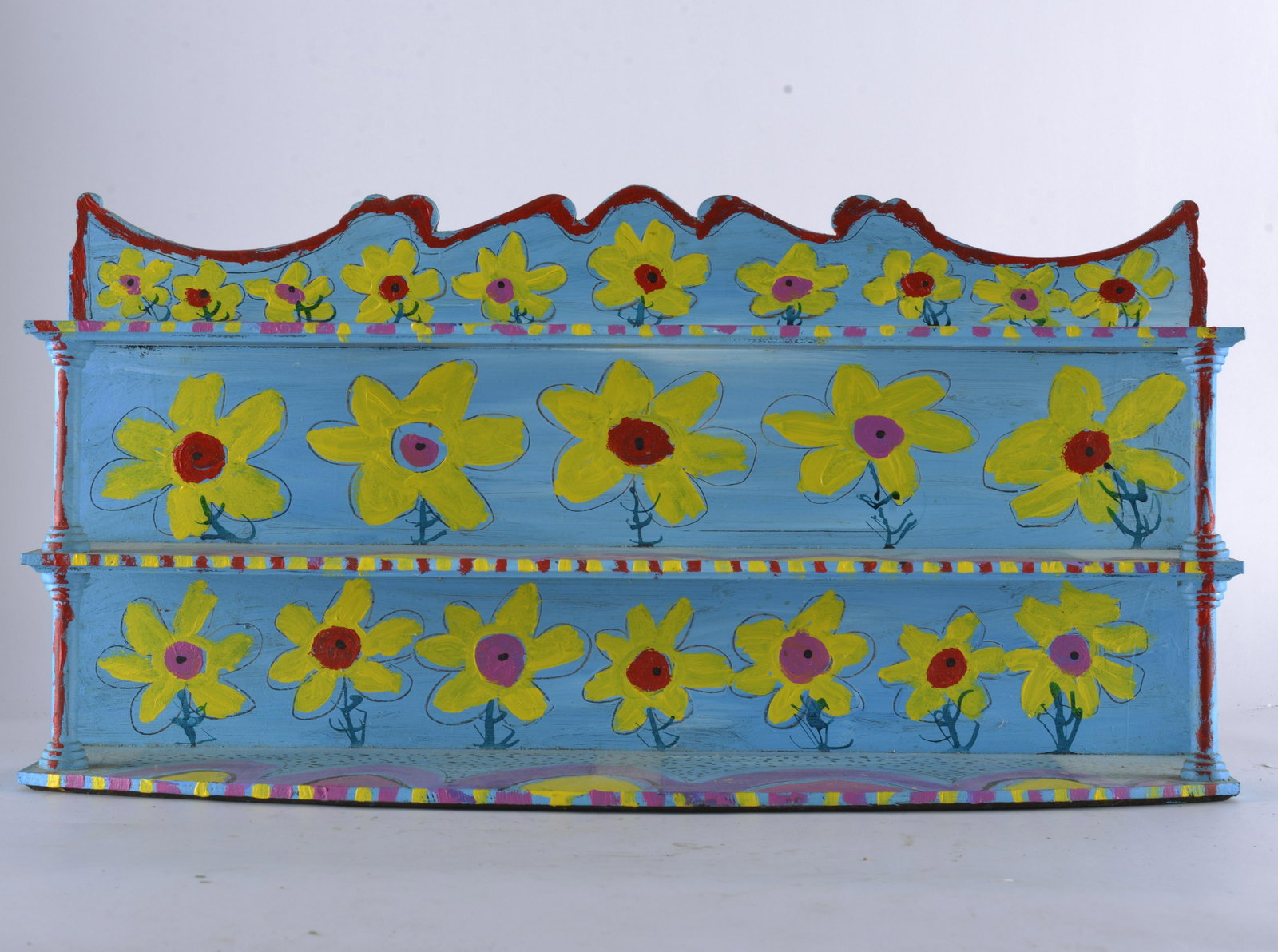 Mary Zeman Folk Art Painted Shelf: 12.25"x23.75"