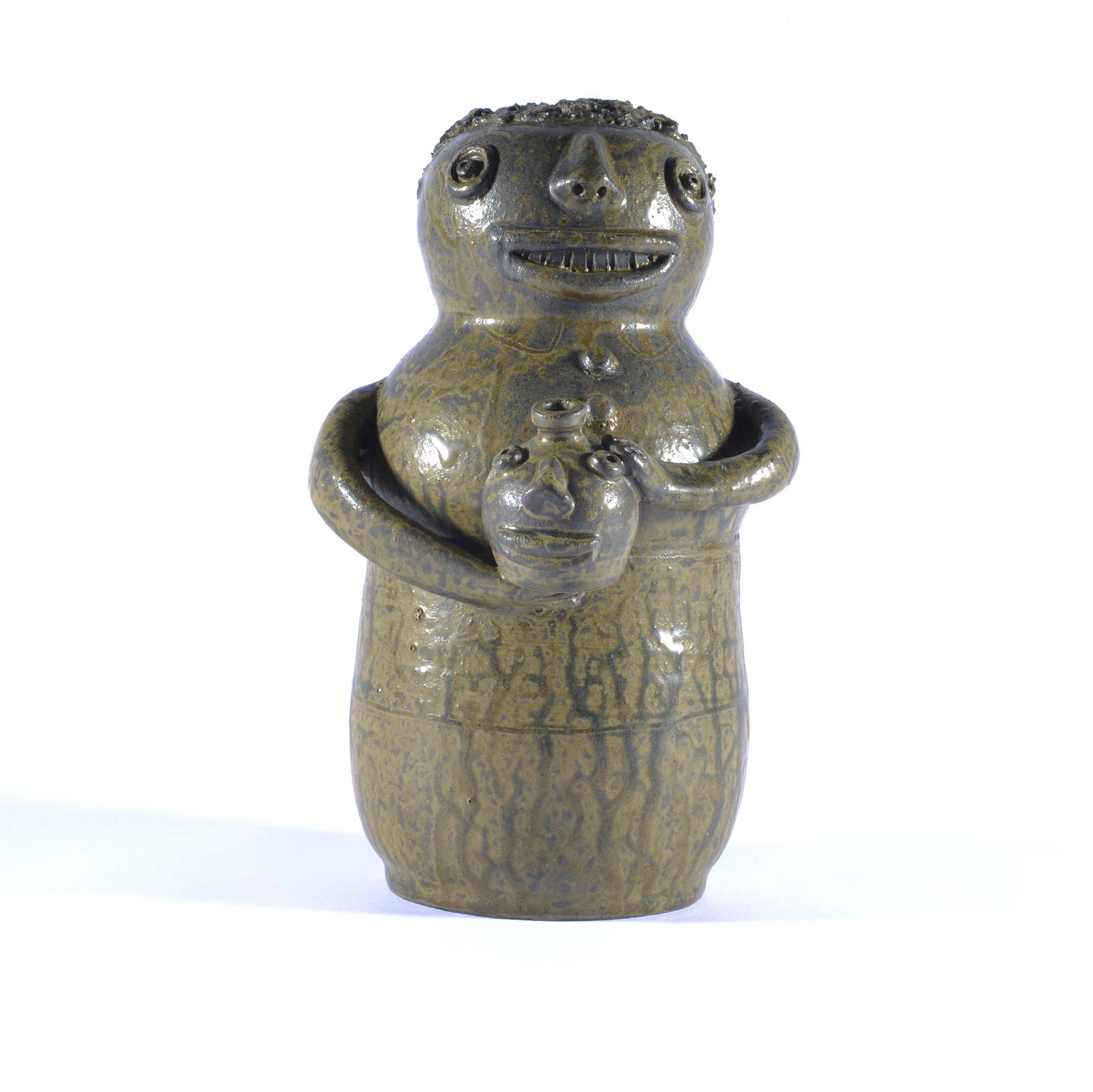 RODNEY LEFTWICH FIGURAL HOLDING JUG NC POTTERY (1 of 4)