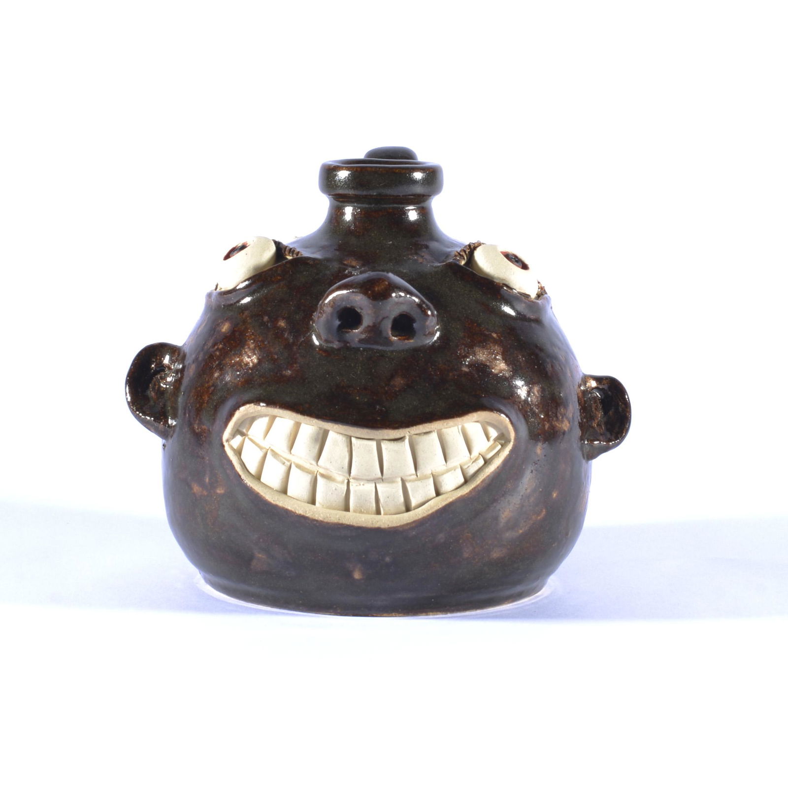RODNEY LEFTWICH FOLKSY FACE JUG NC POTTERY (1 of 4)