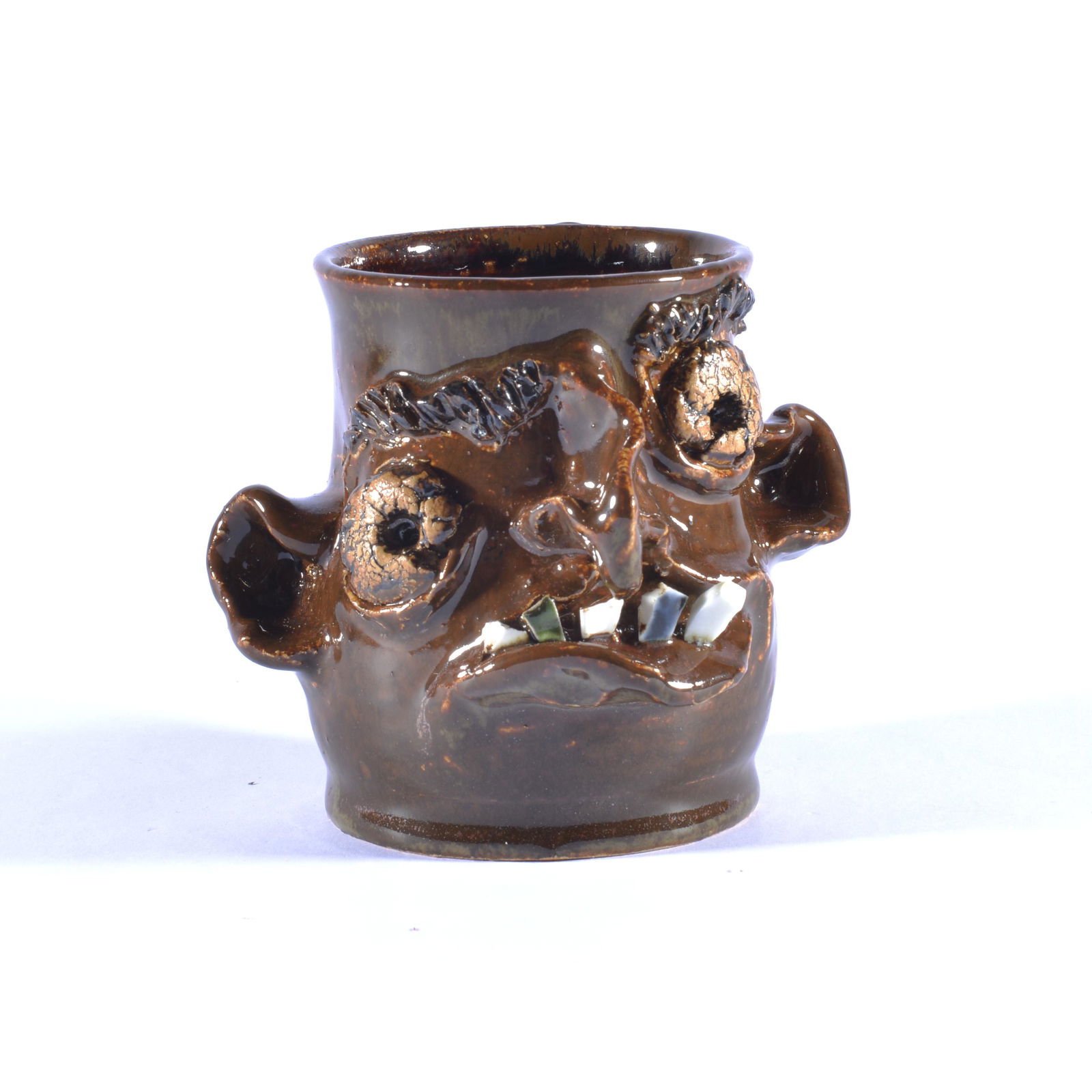 RODNEY LEFTWICH FOLKSY FACE MUG NC POTTERY (1 of 4)