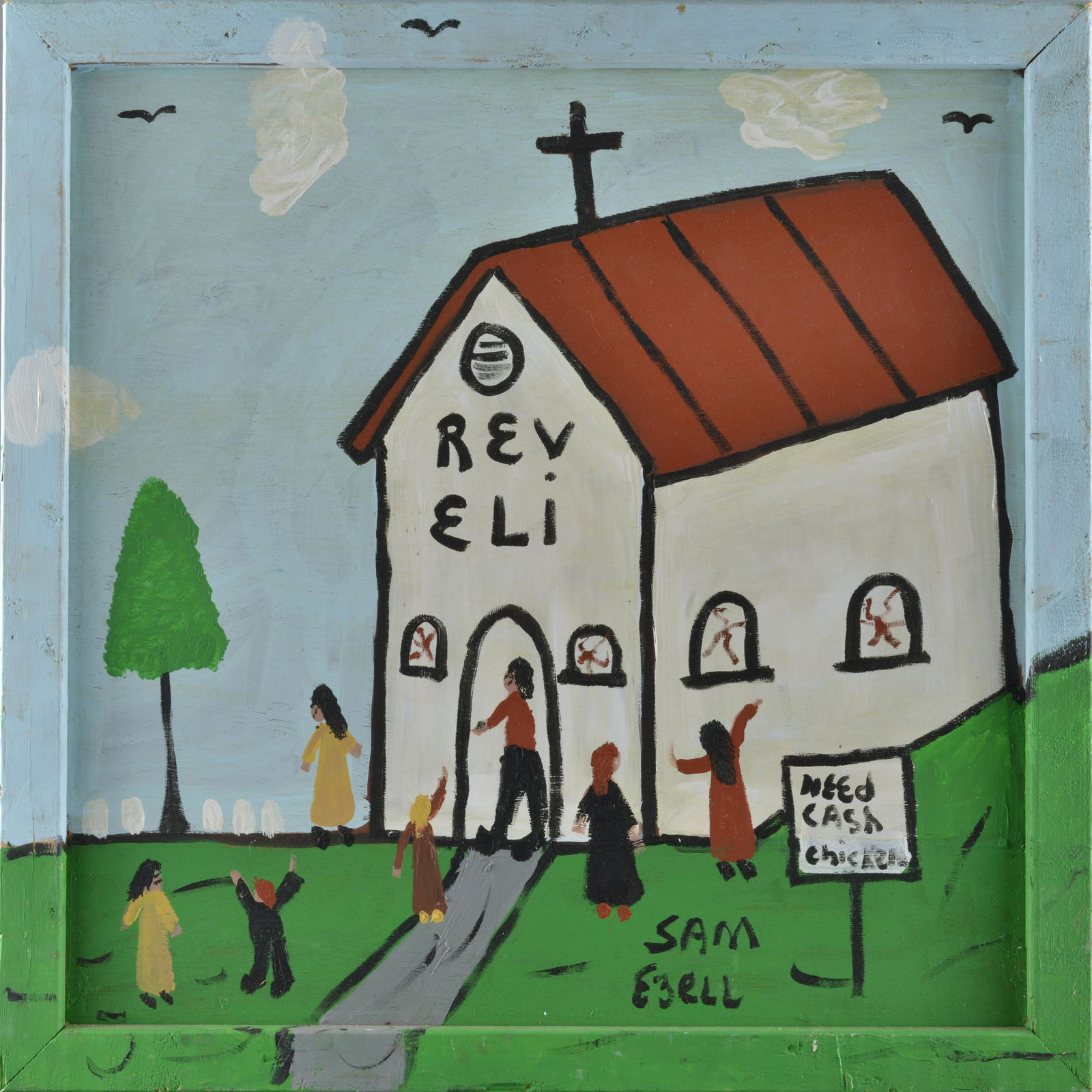 Sam Ezell Folk Art Painting (church) (1 of 3)